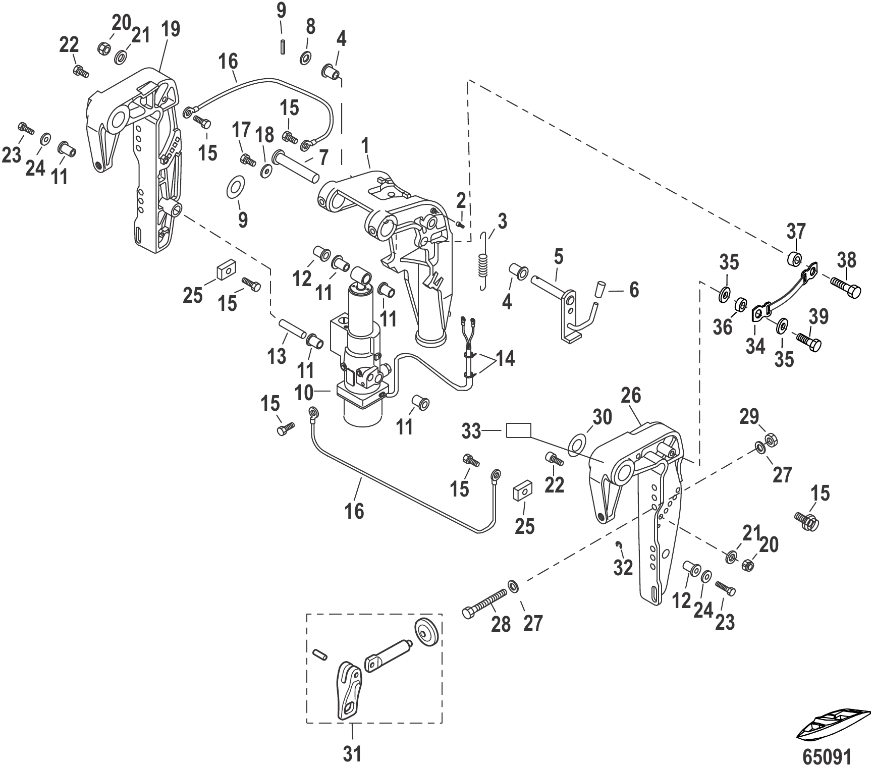 夹紧支架/旋转支架（动力倾斜） Clamp Brackets/Swivel Bracket Power Tilt