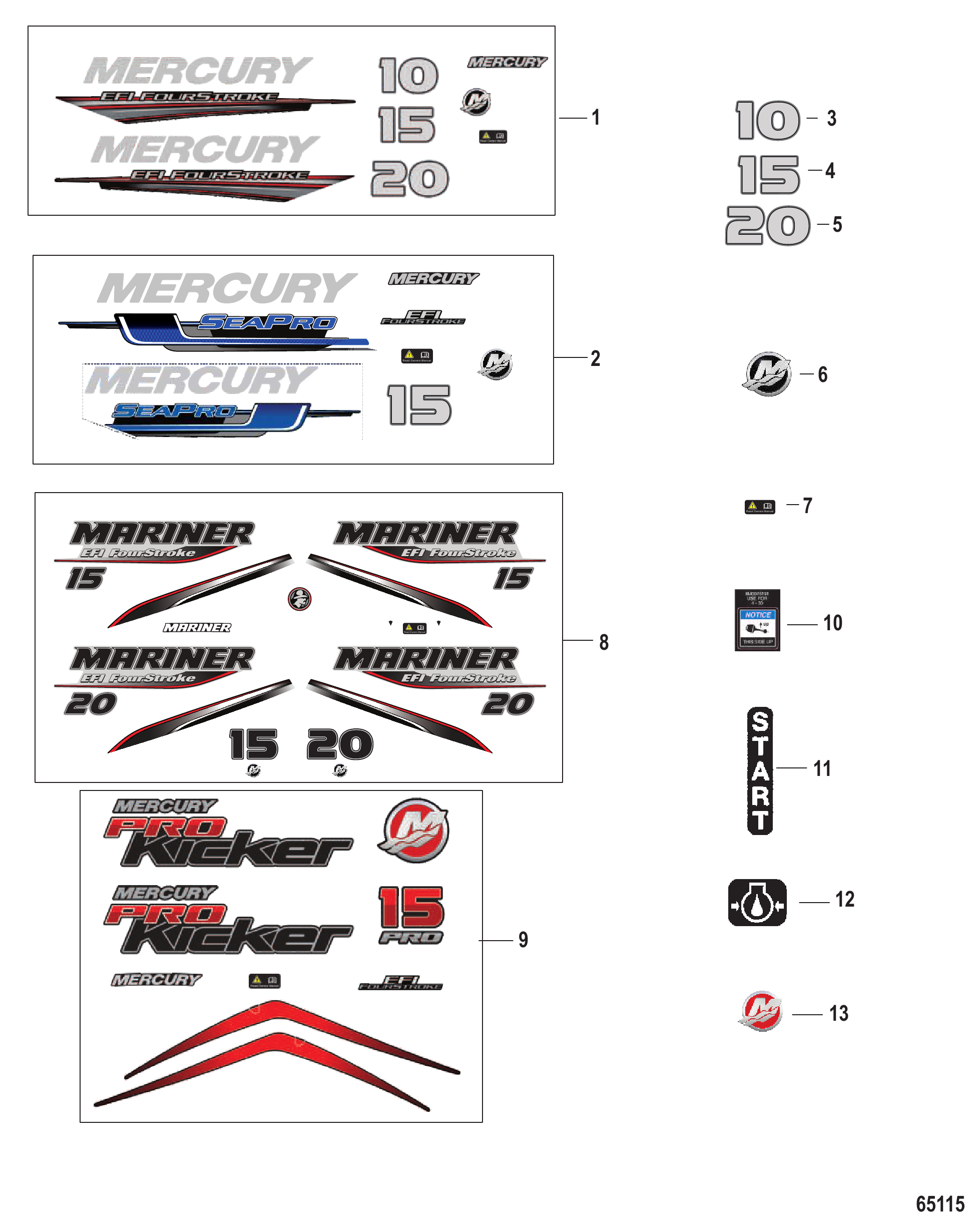 顶罩贴花-序列号0R991812及以下 Decals Top Cowl - Serial #0R991812 and Below