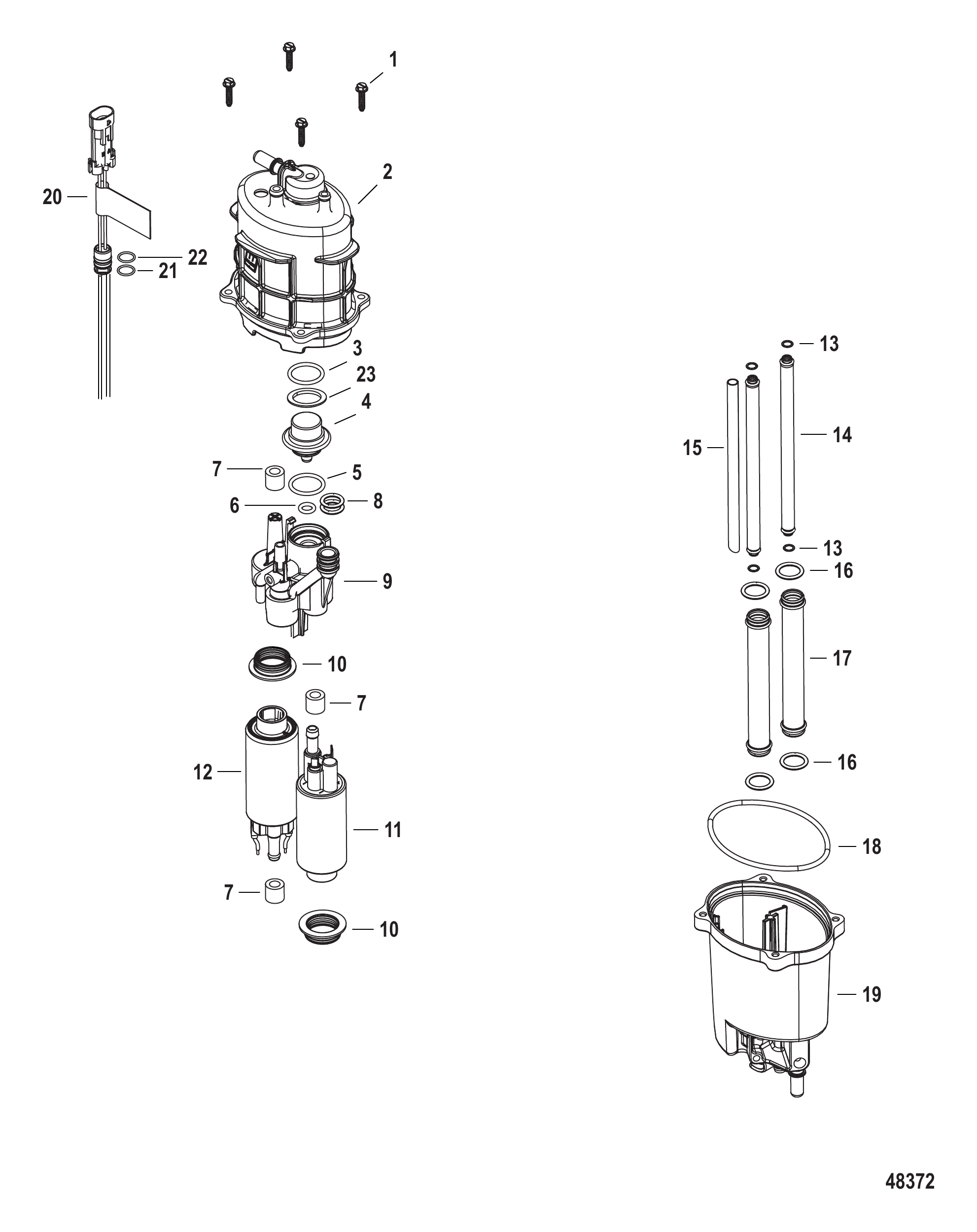 燃油供给模块组件 8M0057676 - 2B458410及以下 Fuel Supply Module Components 8M0057676 - 2B458410 and Below