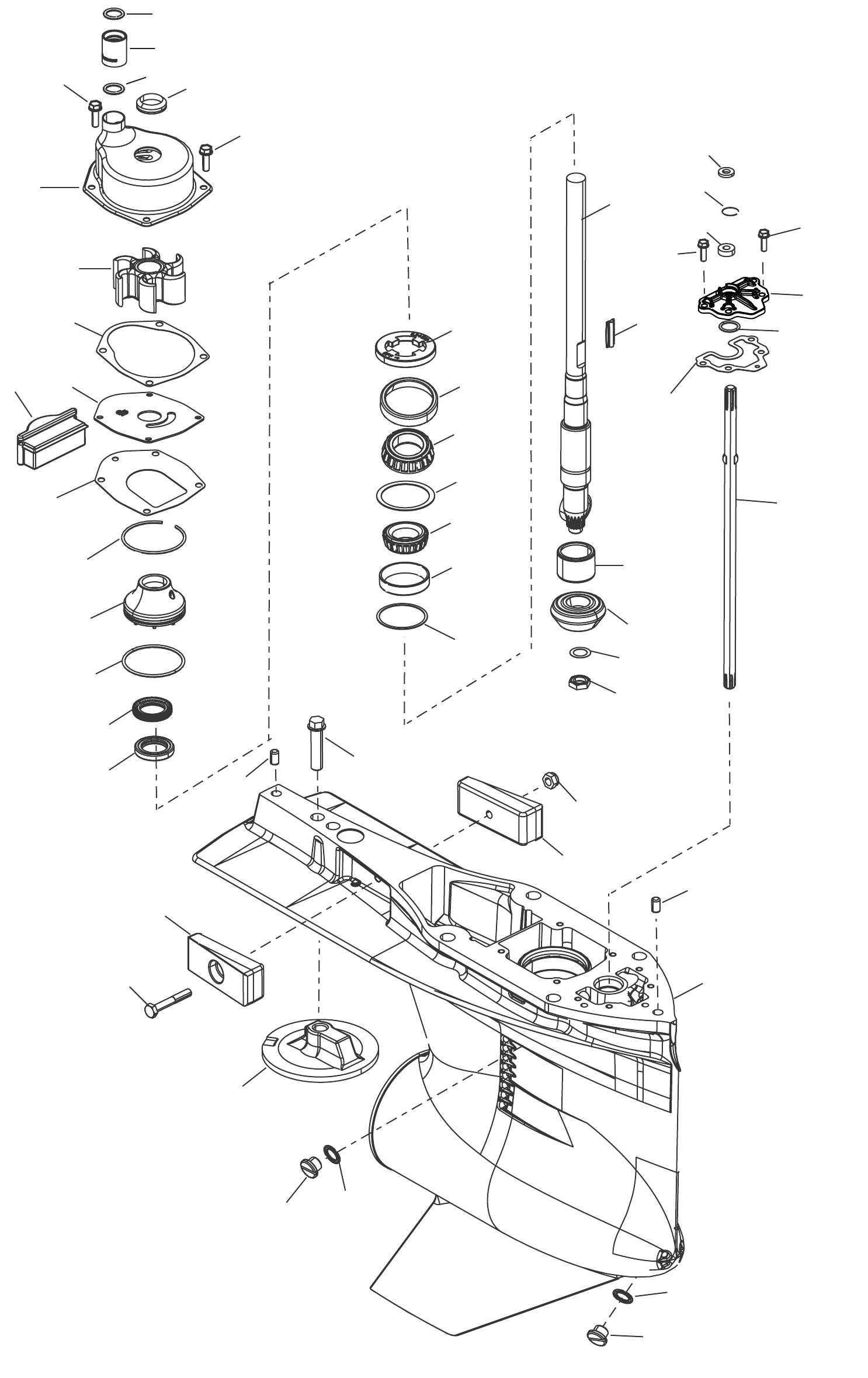 齿轮箱壳体（驱动轴，顺时针旋转2.08速比）SEAPRO 3B111735及以上 Gear Housing, Driveshaft, Standard Rotation (2.08 Ratio) SEAPRO 3B111735 and Up