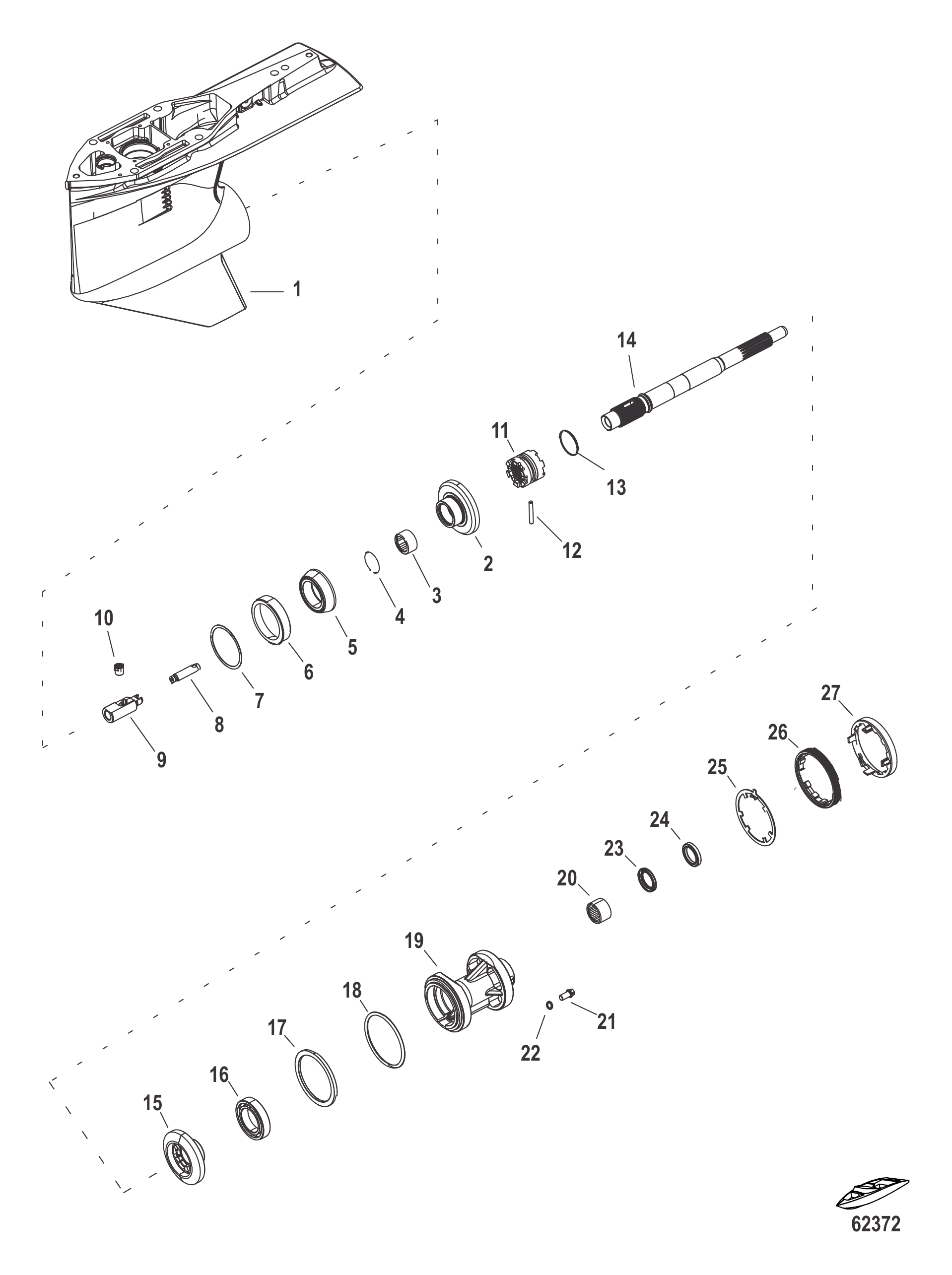 齿轮箱-螺旋桨轴2.07:1标准旋转 Gear Housing, Propeller Shaft 2.07:1 Standard Rotation