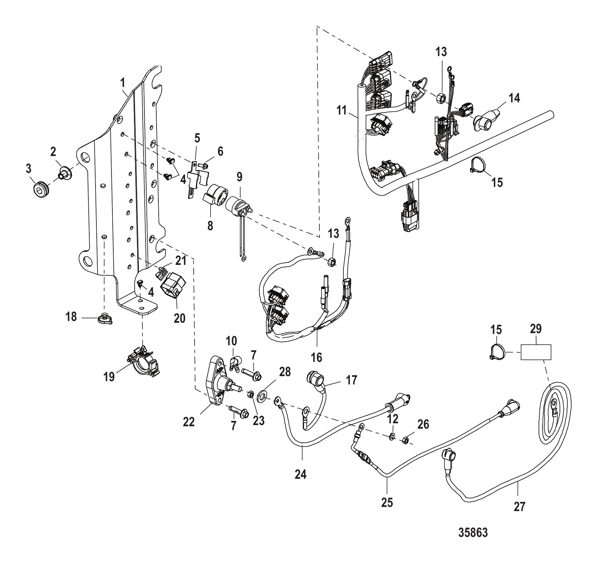 电气板组件 序列号1B723943及以上 Electrical Plate Components Serial Number 1B723943 and Up