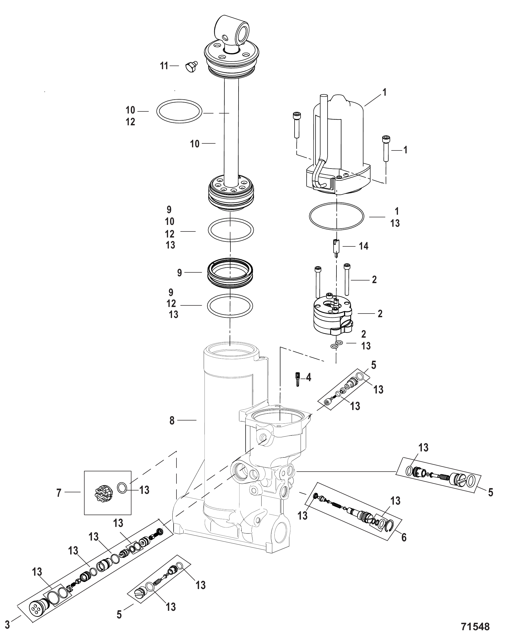 动力升降总成组件-2B752837及以上 Power Trim Assembly Components - 2B752837 and Up