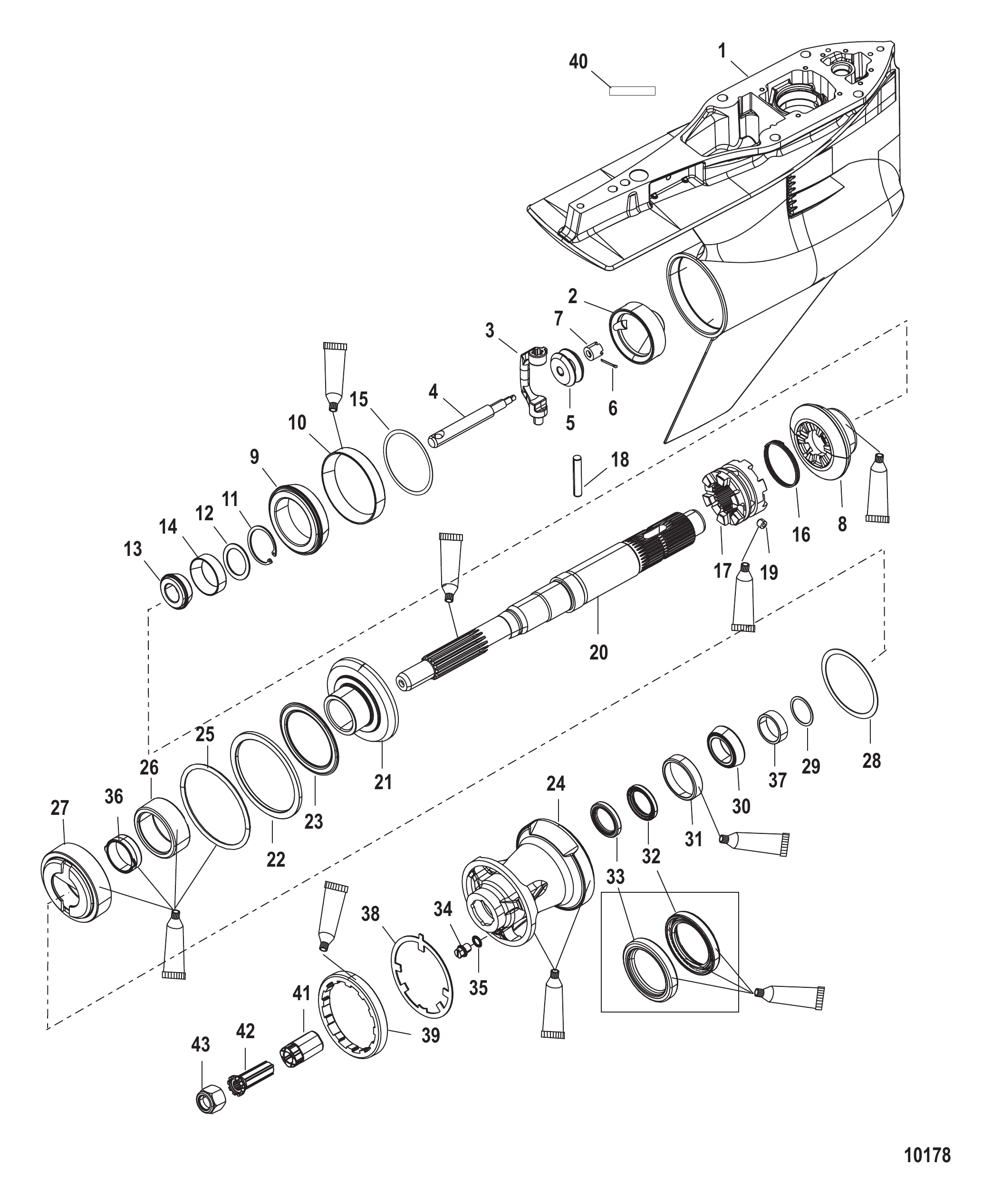 齿轮箱螺旋桨轴-反向旋转 Gear Housing Propeller Shaft - Counter Rotation
