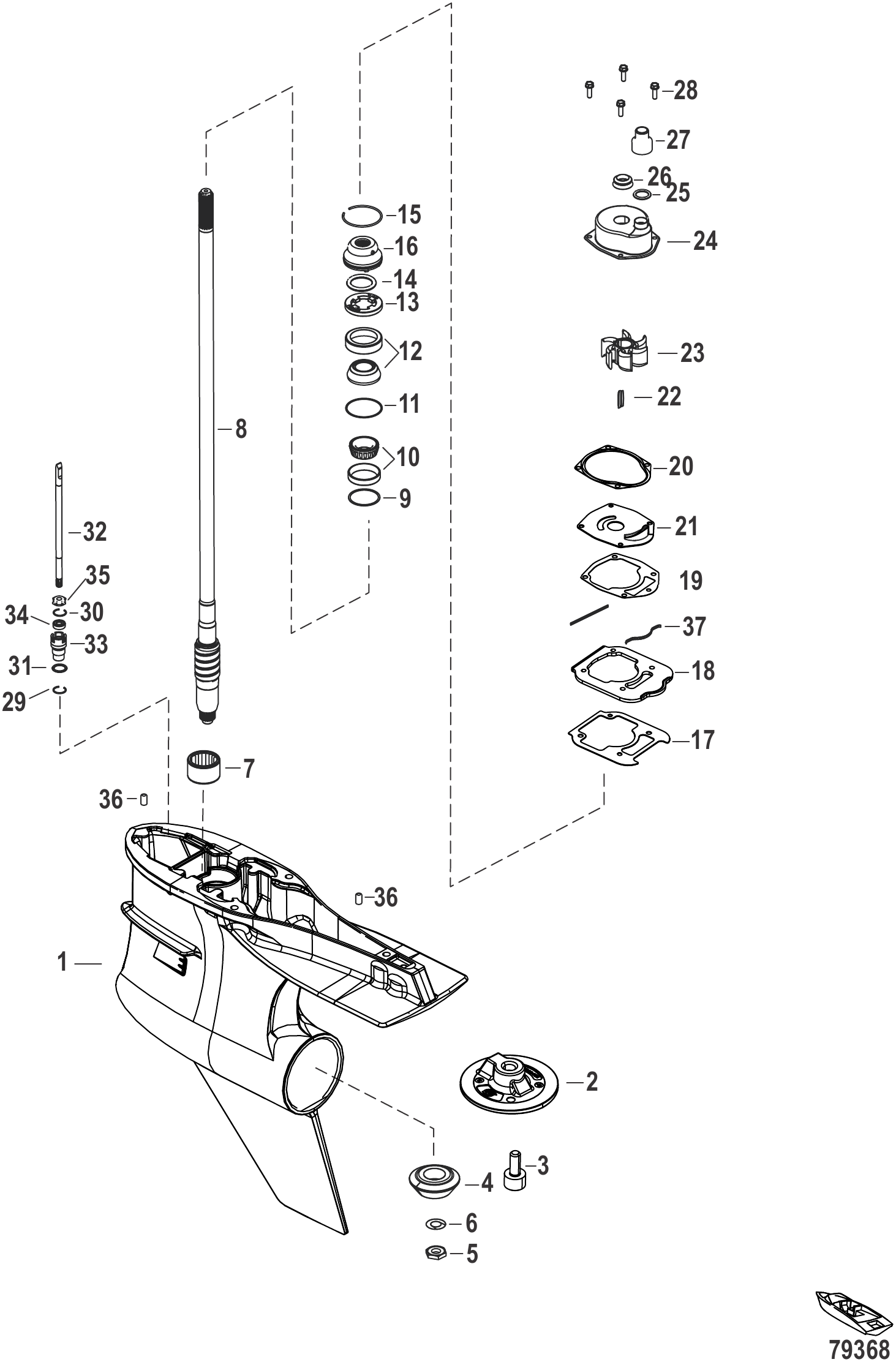 齿轮箱驱动轴（Torque Master，1.75传动比） Gear Housing Driveshaft, Torque Master (1.75 Gear Ratio)