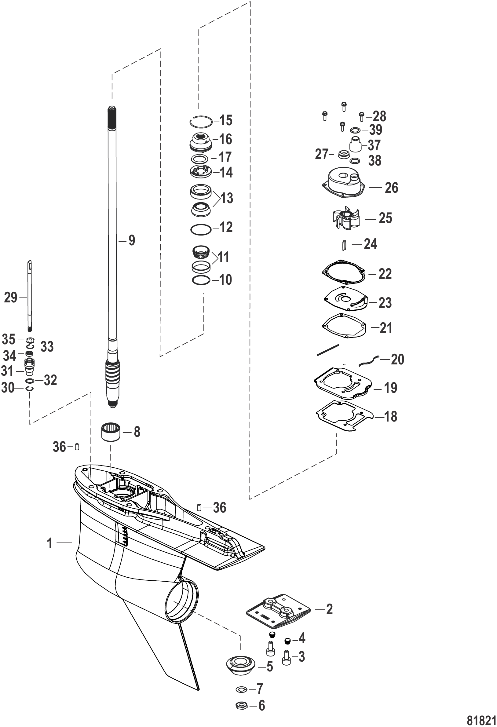 齿轮箱驱动轴 - 4.80鱼雷型(2.08减速比) Gear Housing Driveshaft - 4.80 Torpedo (2.08 Gear Ratio)