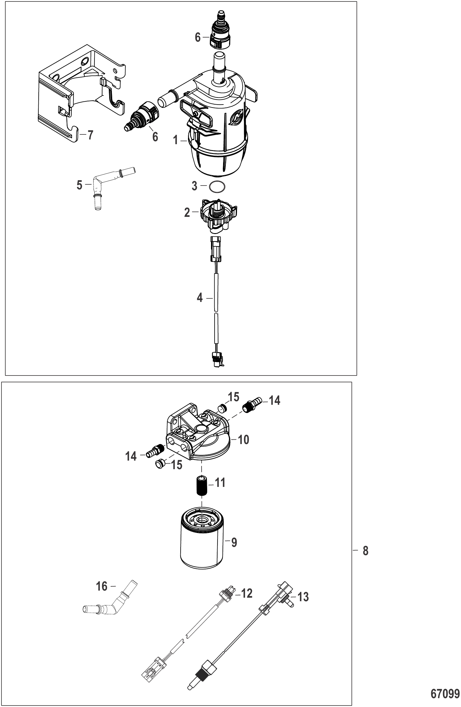 带水分传感器的船用燃油滤清器 Fuel Filter with WIF- Boat Mounted