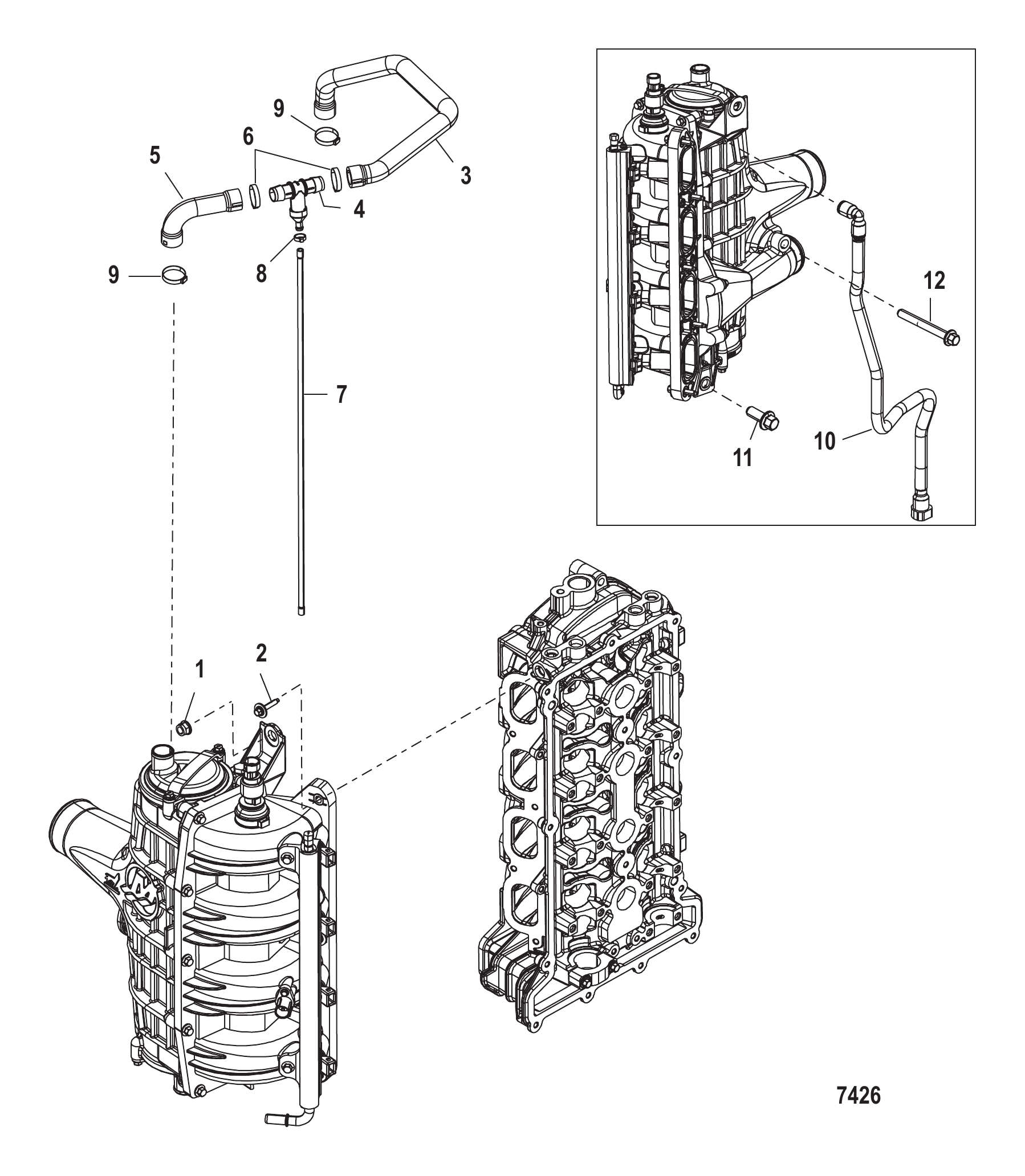 增压冷却器/进气歧管管路布置 Charge Cooler/Intake Manifold Hose Routings