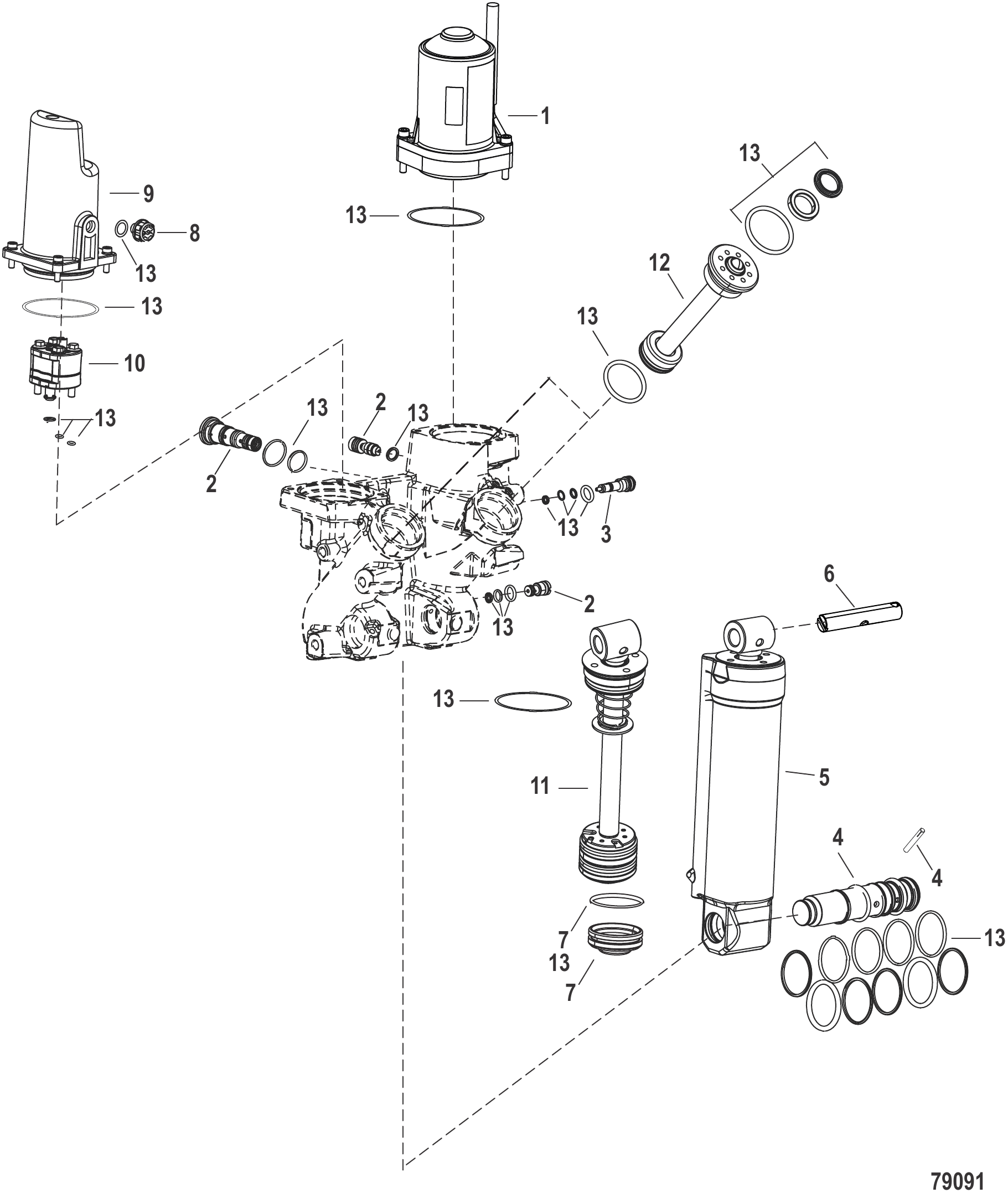 动力升降组件 8M0225374（二代/三代设计） Power Trim Components 8M0225374 (Design II/III)