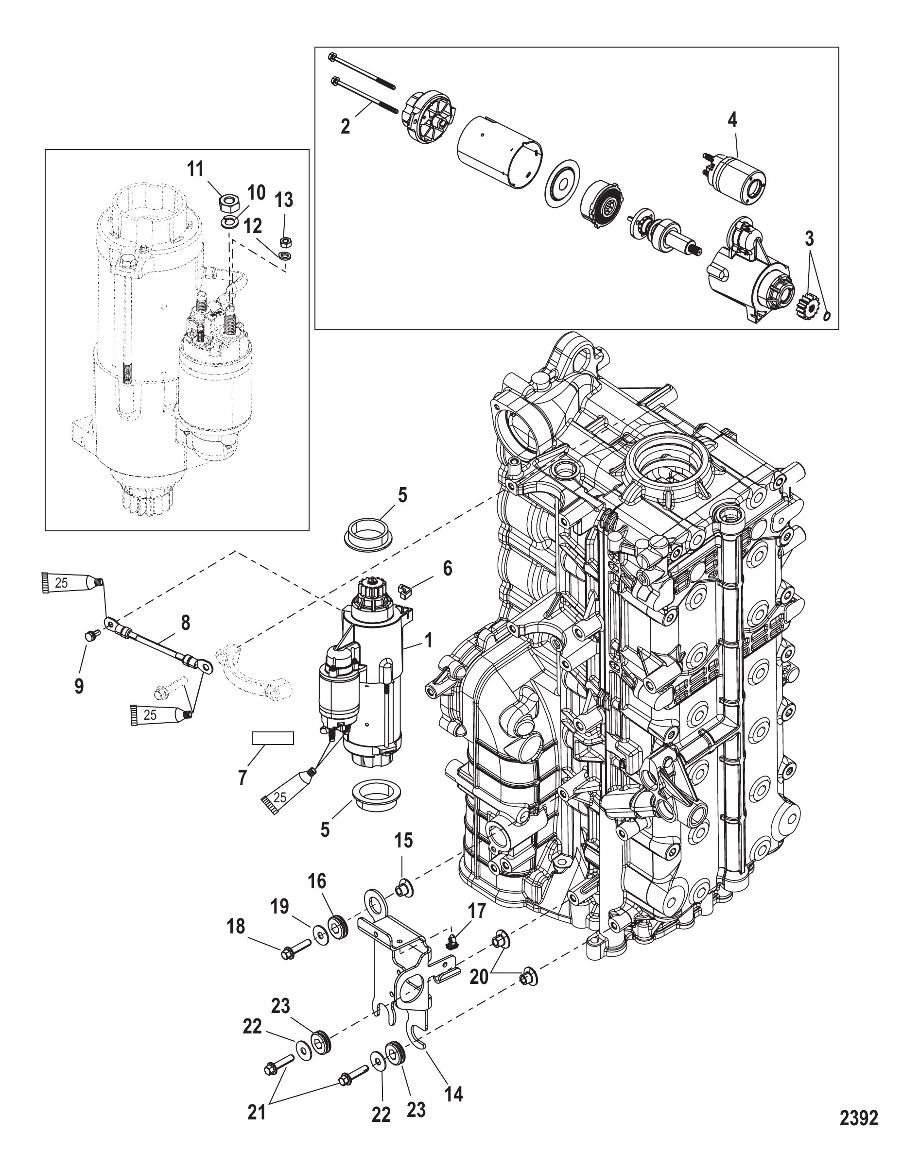 启动电机/电缆支架安装 Starter Motor/Electrical Cable Bracket Mounting