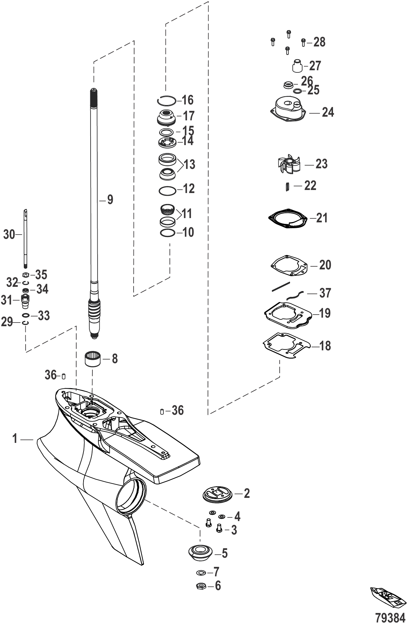 齿轮箱驱动轴（Sport Master，1.75传动比） Gear Housing Driveshaft, Sport Master (1.75 Gear Ratio)