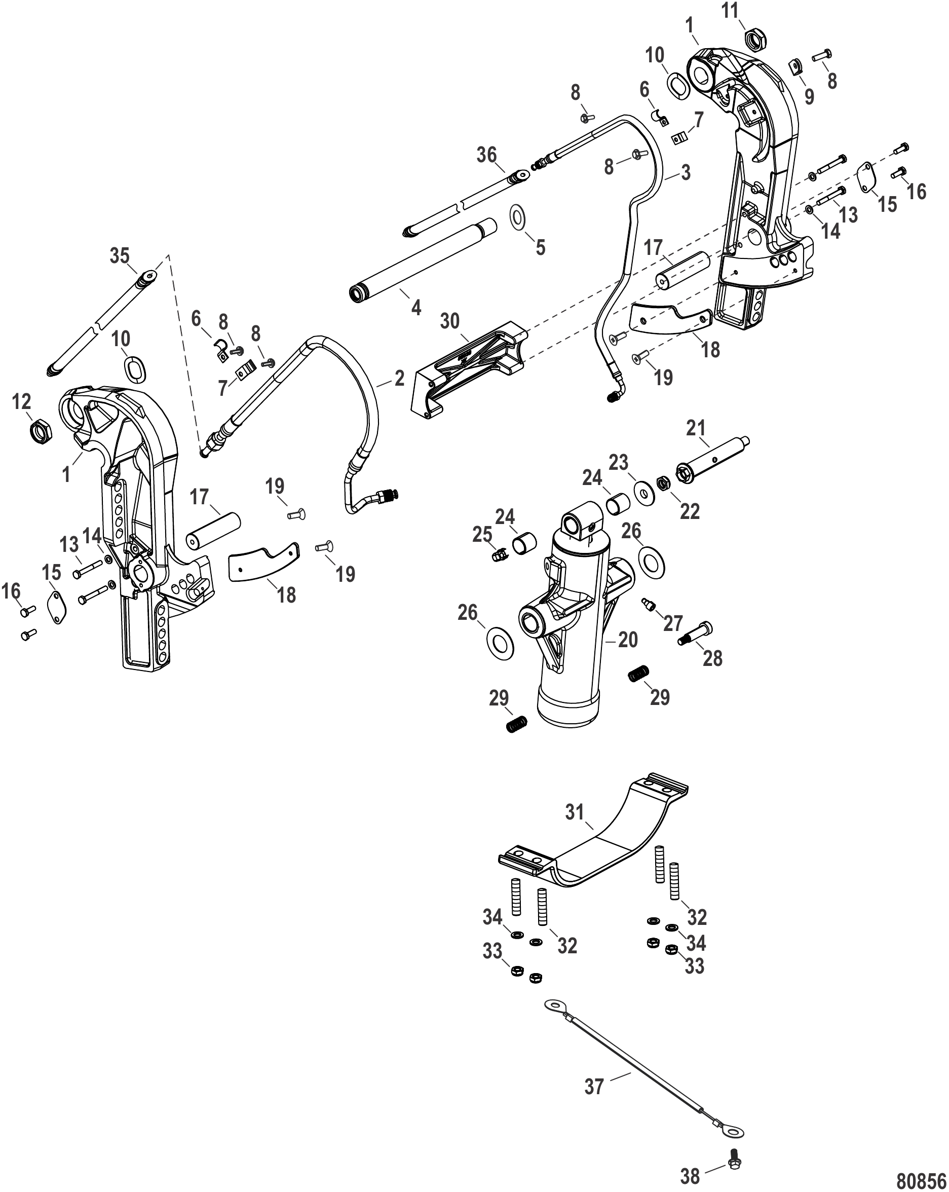 艉板总成动力升降 Transom Assembly Power Trim