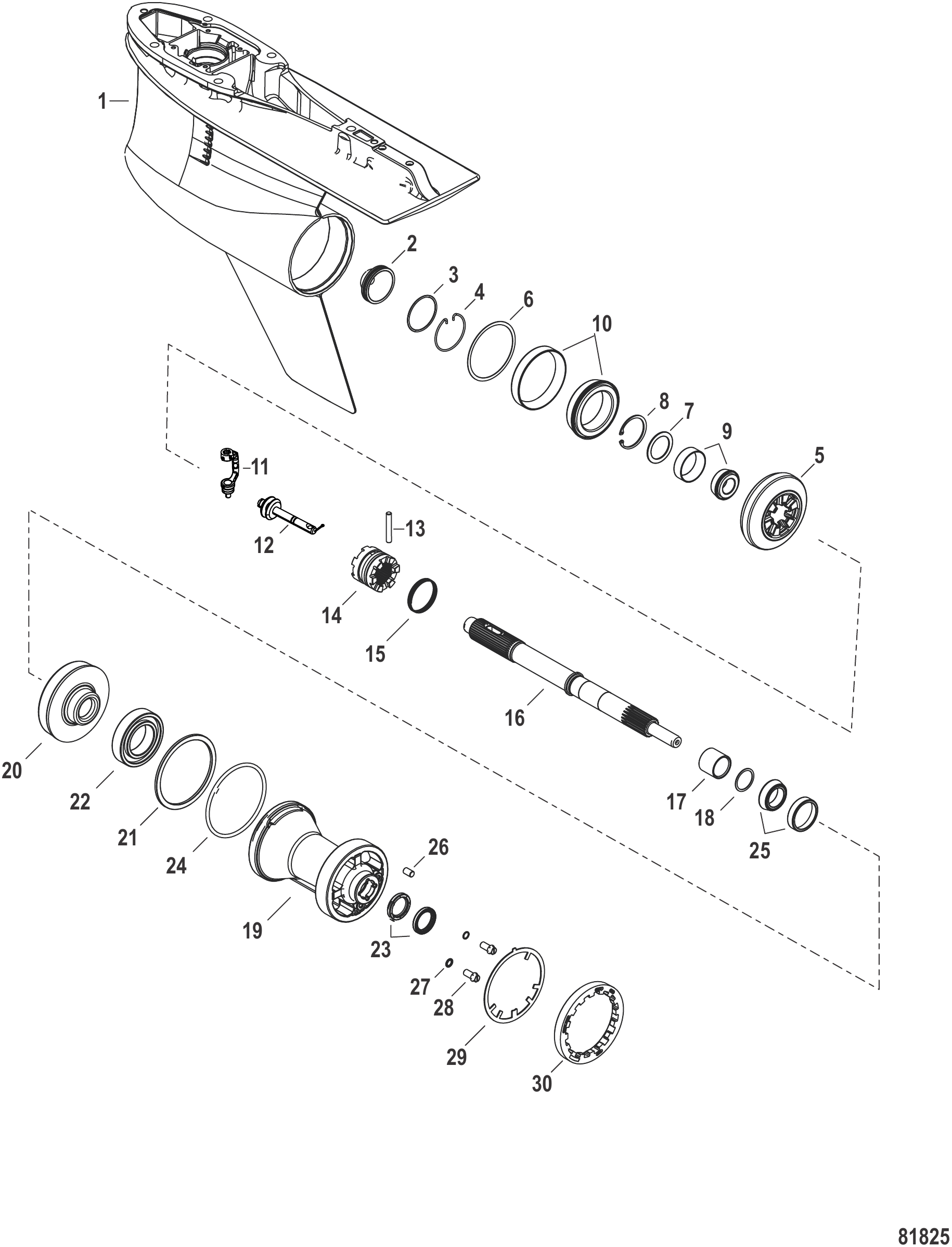 齿轮箱推进轴-正转,4.80鱼雷型(2.08减速比) Gear Housing Prop Shaft - Standard Rotation, 4.80 Torpedo (2.08 Gear Ratio)