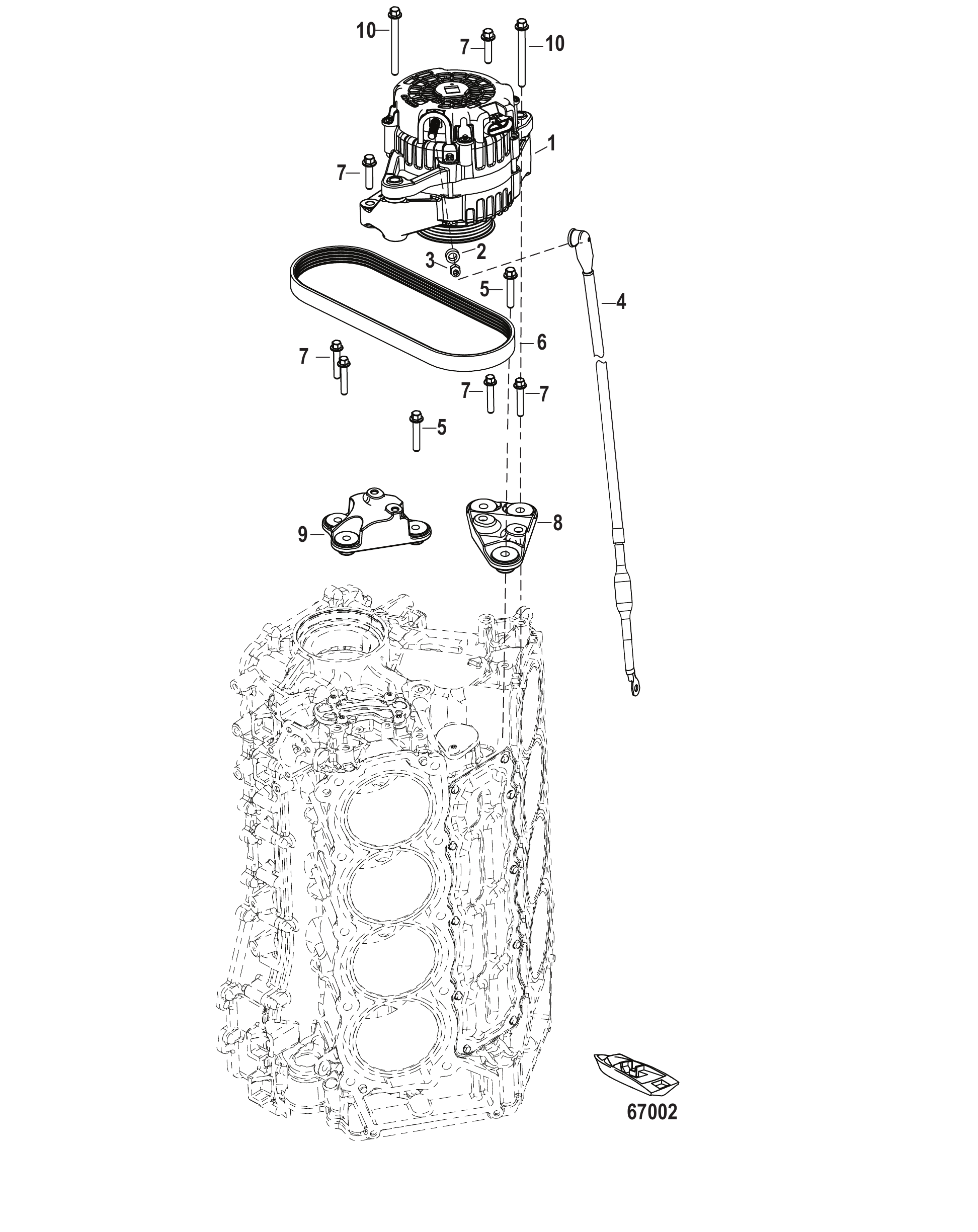 Alternator Mounting/Belt 3B056352 and Below
