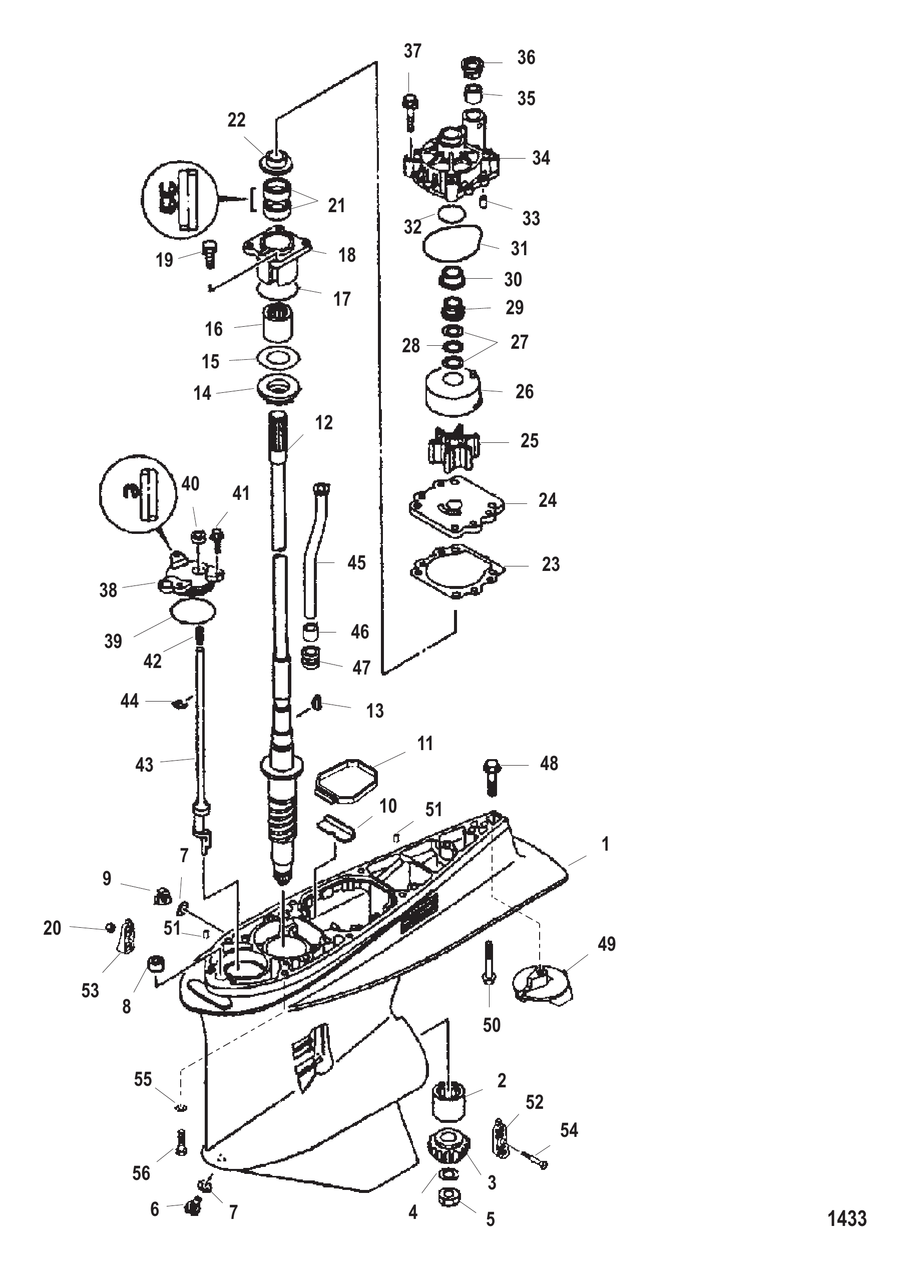 齿轮箱(驱动轴)(正向/反向旋转) Gear Housing (Driveshaft)(standard/Counter Rotation)