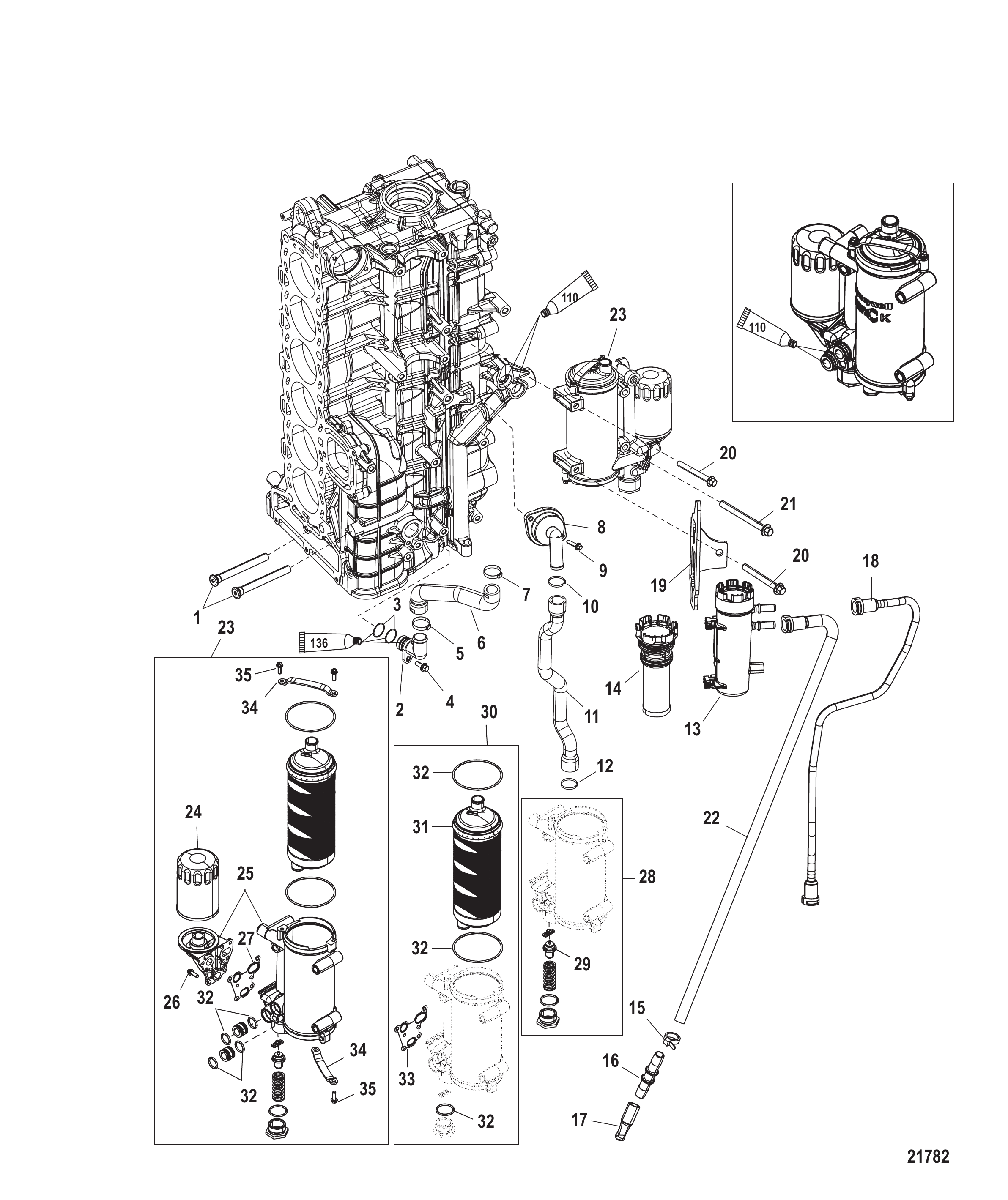 Starboard Cylinder Block/Oil Cooler