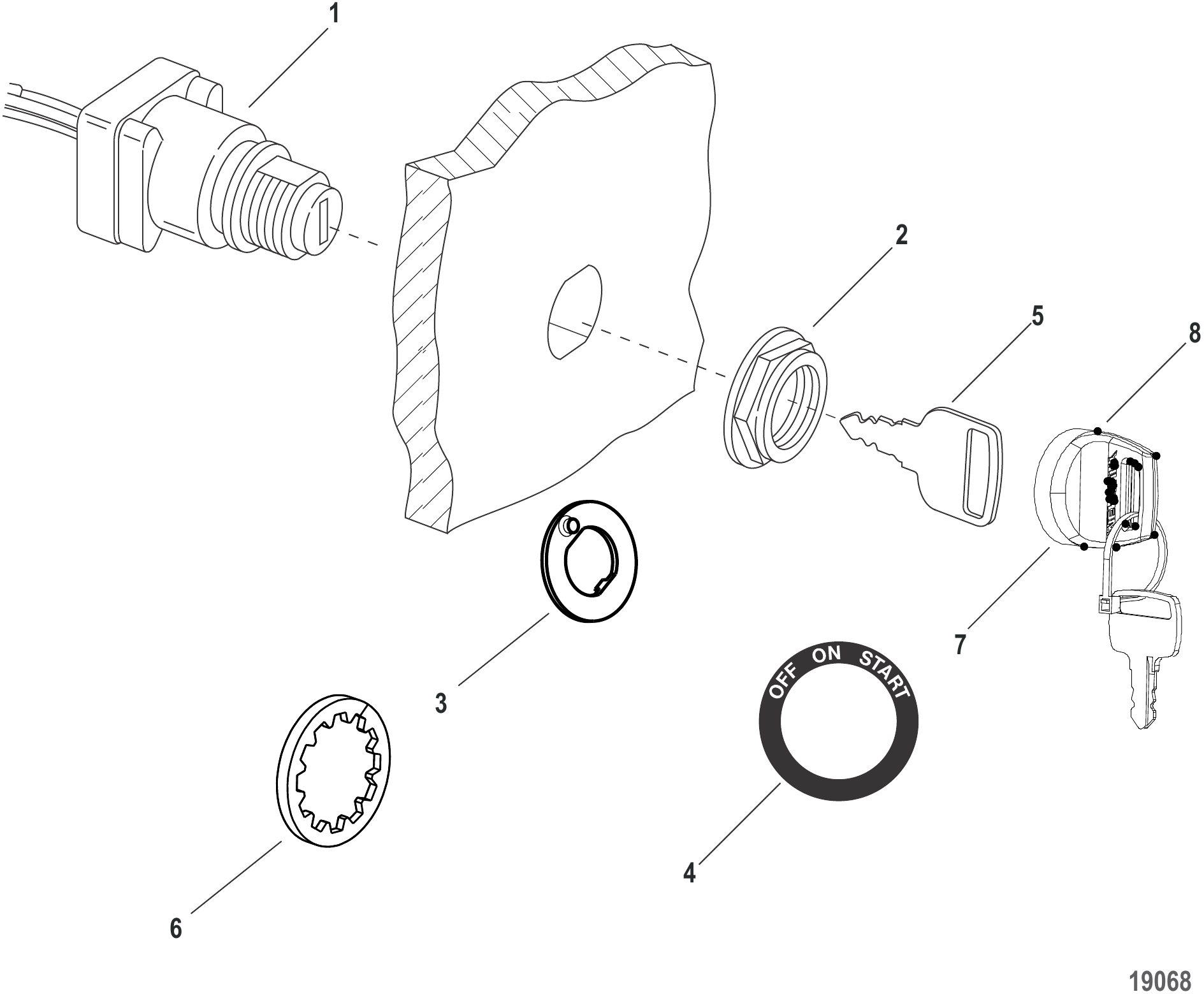 钥匙开关/钥匙图表-3位(897716K01)单用途 Key Switch / Key Chart - 3 Position (897716K01) Single Application
