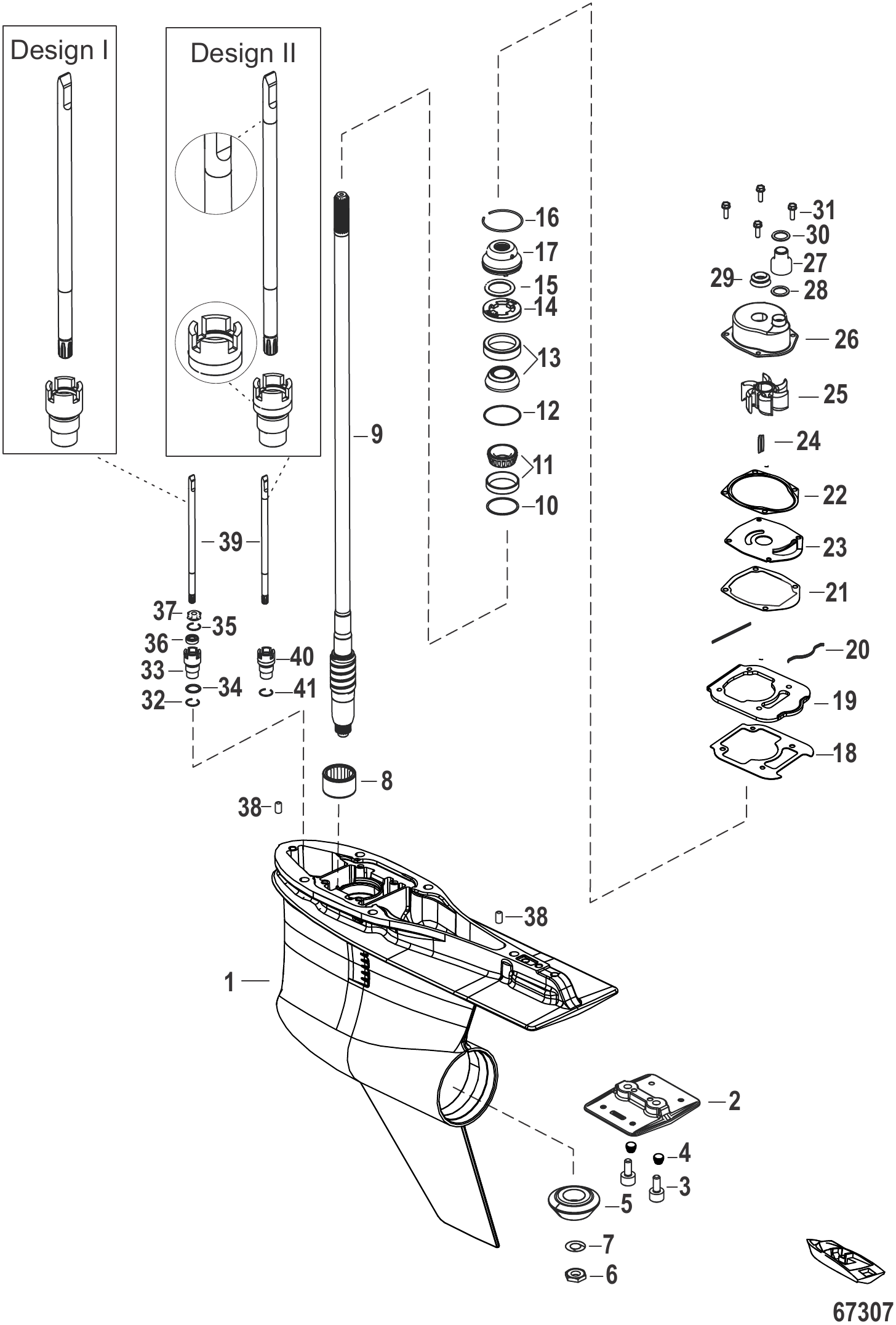 Gear Housing, Driveshaft - 4.80 Torpedo (1.85 Gear Ratio)