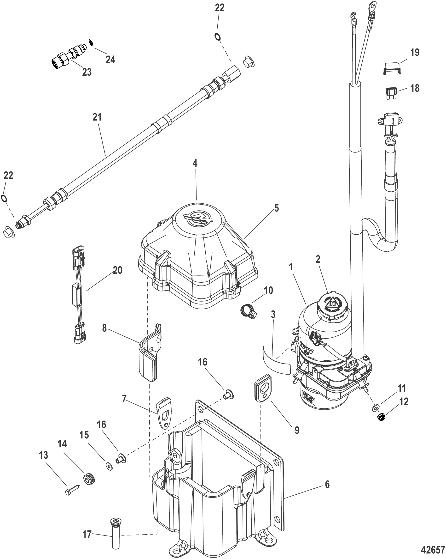 B型动力转向泵套件(4-24英尺配50安培保险丝) Gen B Pump Kit-Power Steering (4-24 Feet w/ 50 Amp Maxi Fuse)