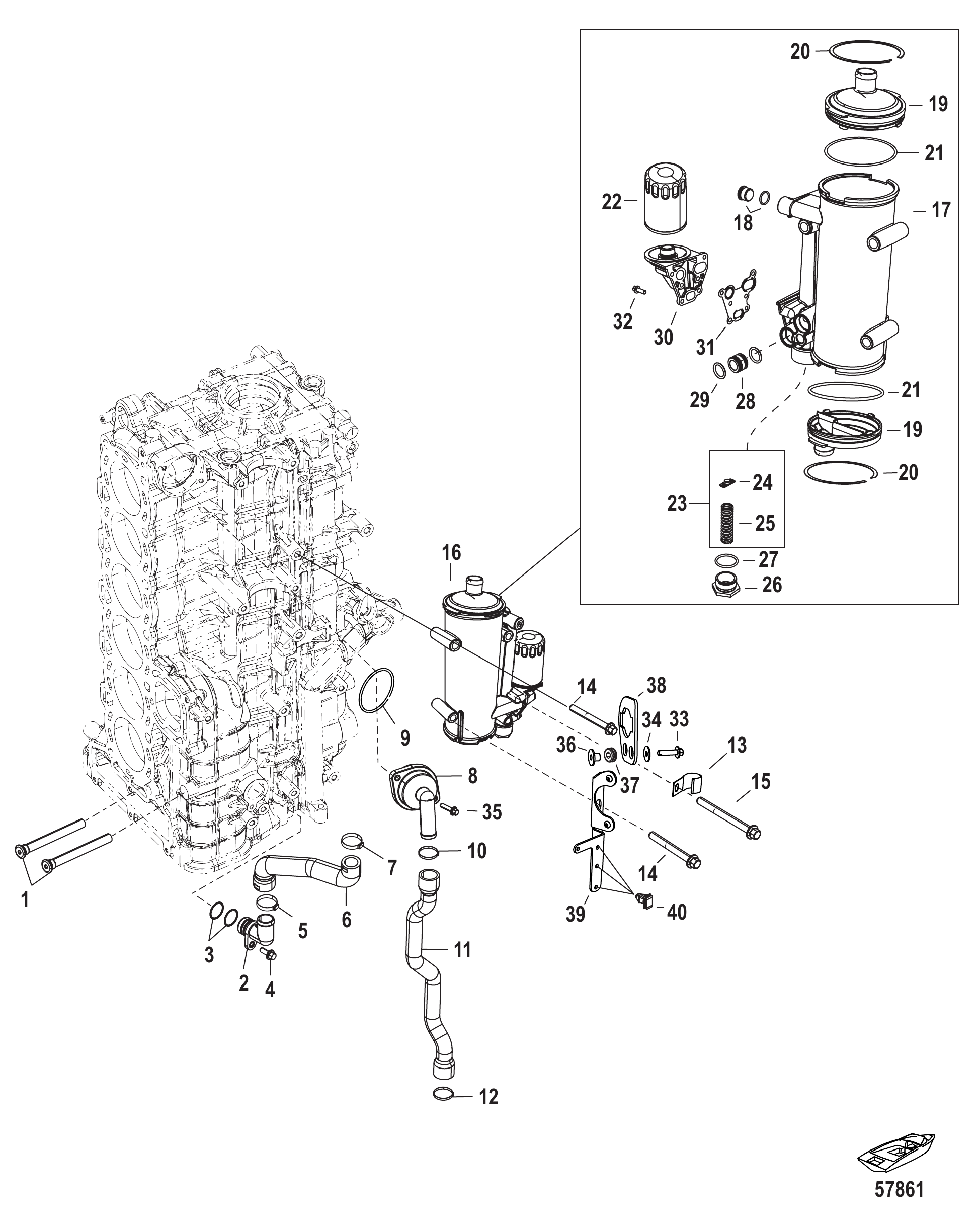 Starboard Cylinder Block/Oil Cooler