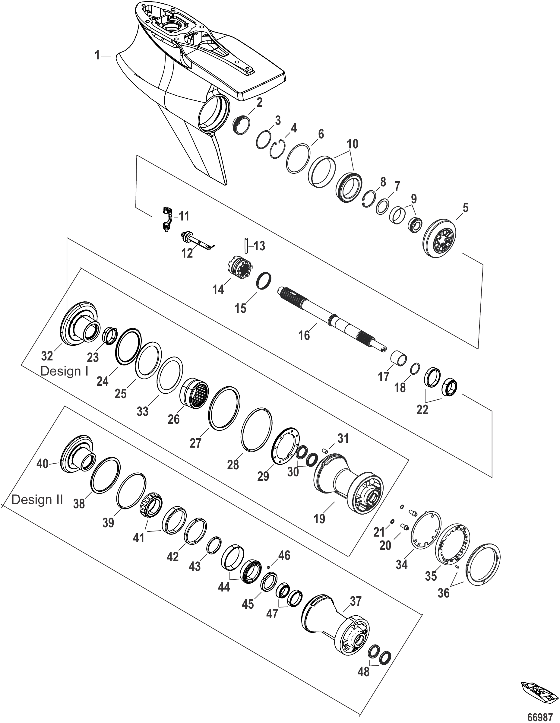 Gear Housing, Prop Shaft-Counter Rotation, Sport Master (1.60 Gear Ratio)