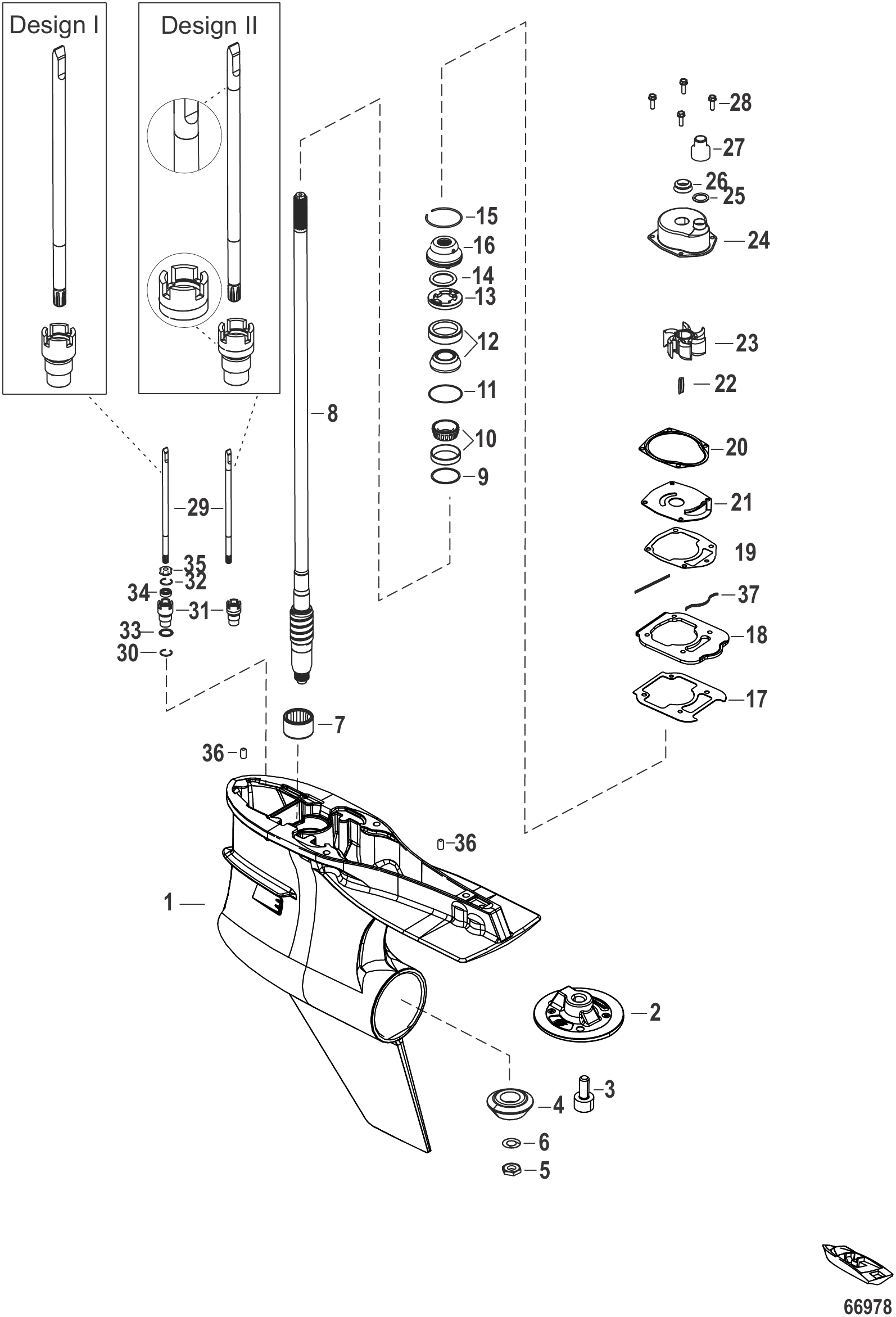 Gear Housing Driveshaft, Torque Master (1.75 Gear Ratio)