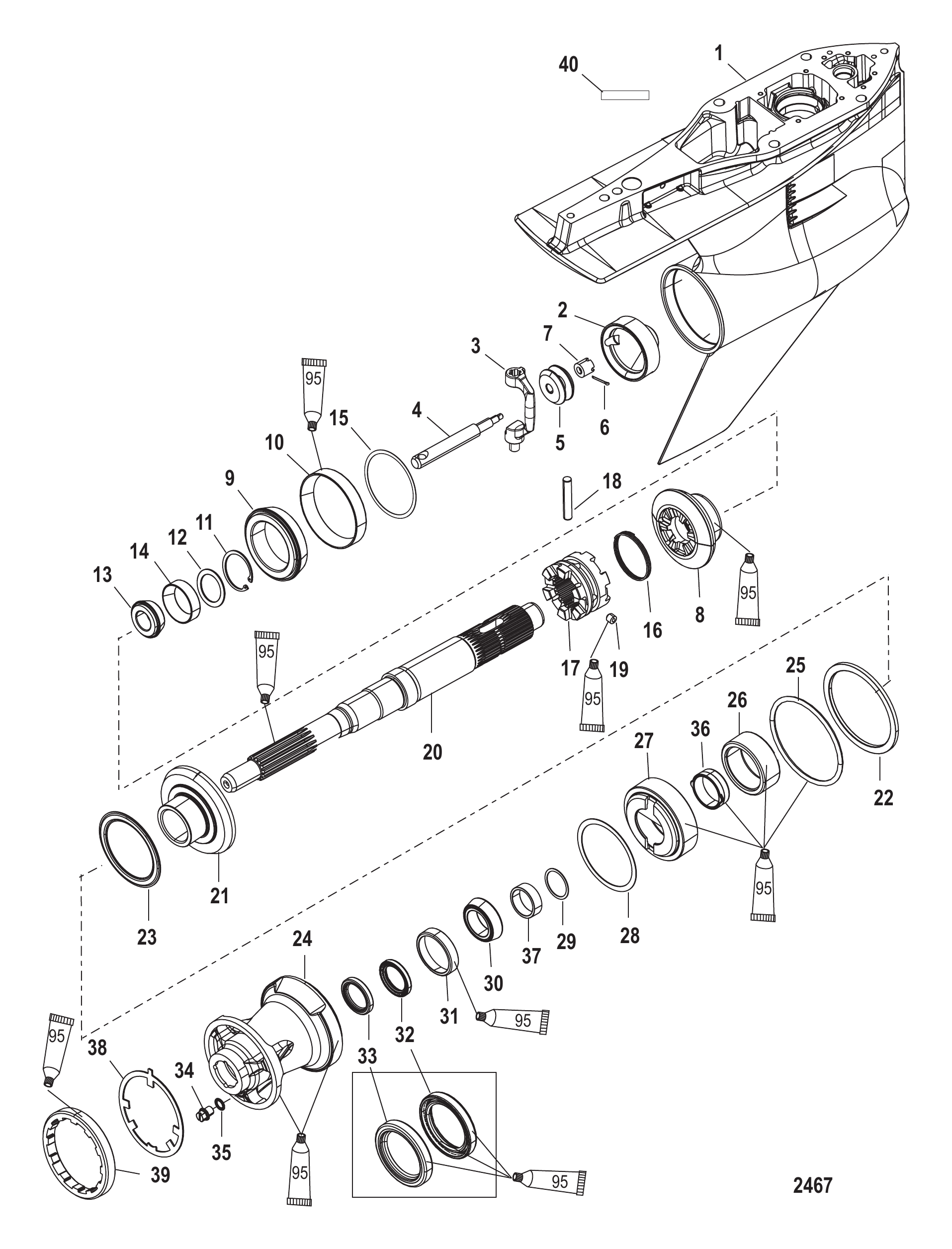 齿轮箱螺旋桨轴-反向旋转 Gear Housing Propeller Shaft - Counter Rotation