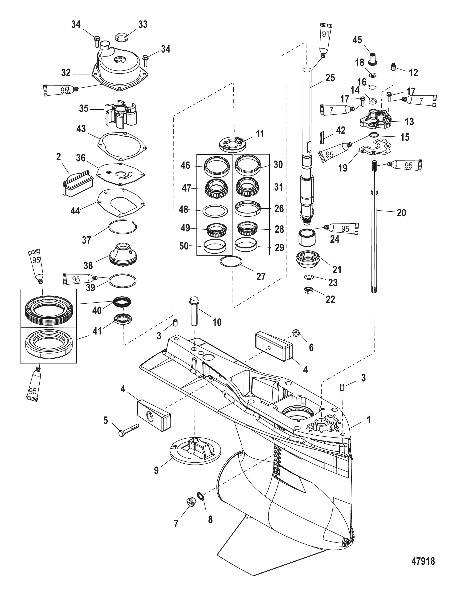 齿轮箱驱动轴,4.80鱼雷型 Gear Housing Driveshaft, 4.80 Torpedo