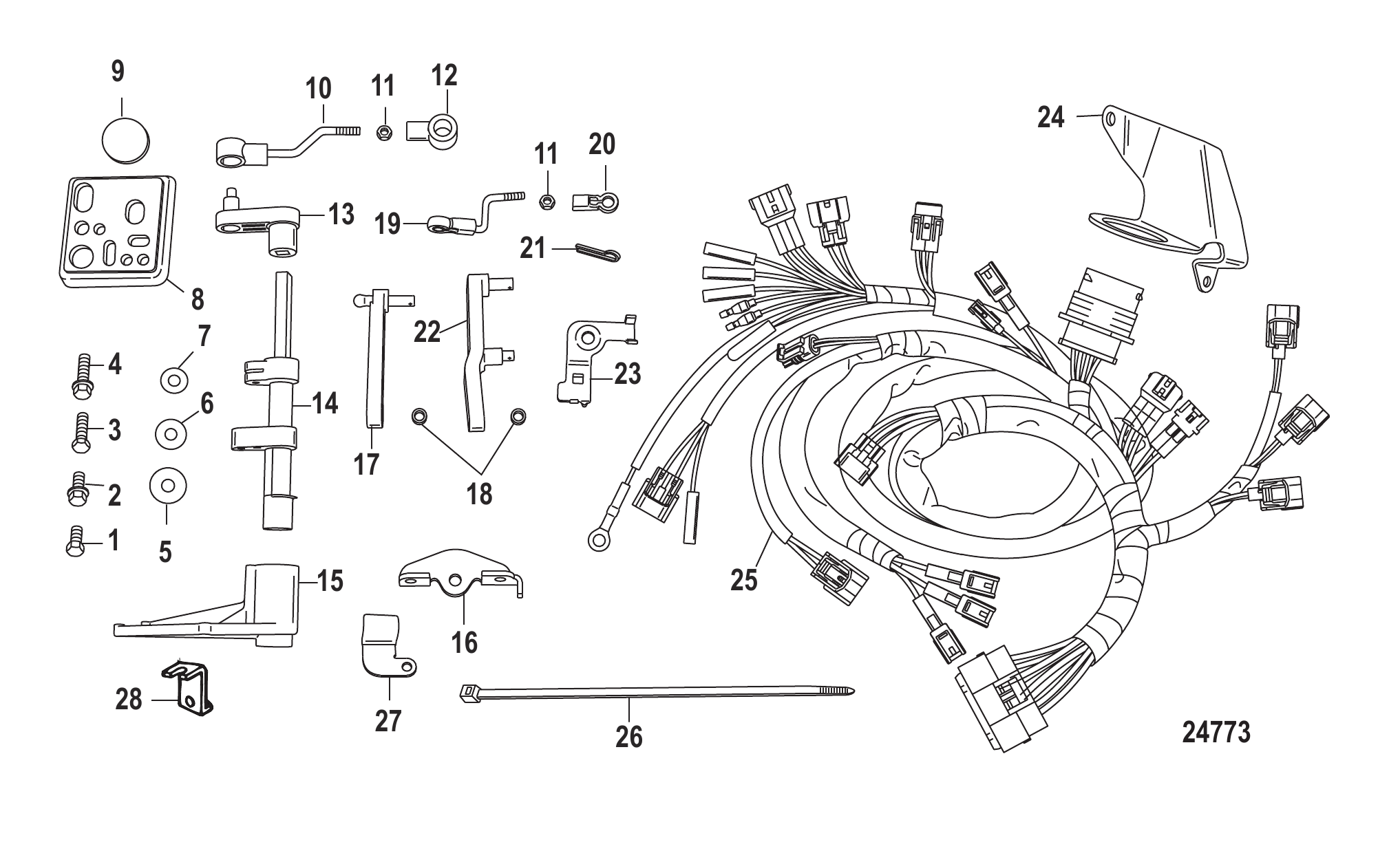 遥控转换套件-电启动25-30马力889246A33 RC Conversion Kit-Electric Start 25-30 Hp 889246A33
