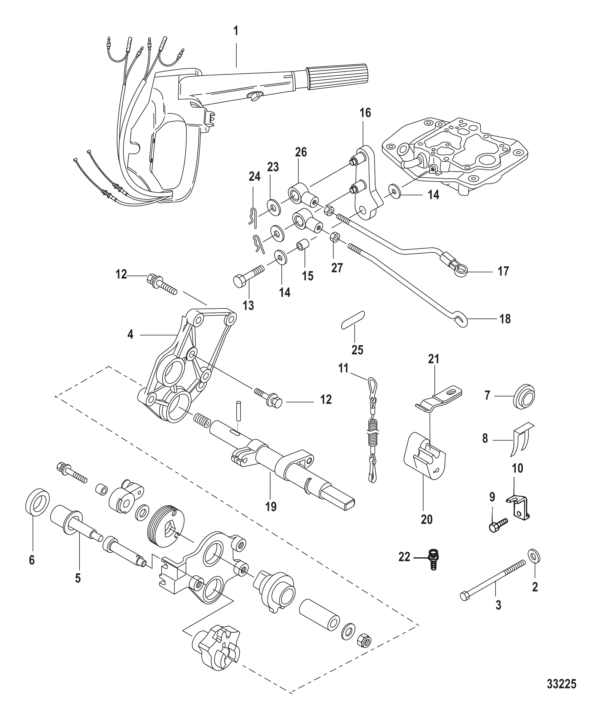 舵柄转换套件25-30马力(889246A71) Tiller Handle Conversion Kit 25-30 Hp (889246A71)