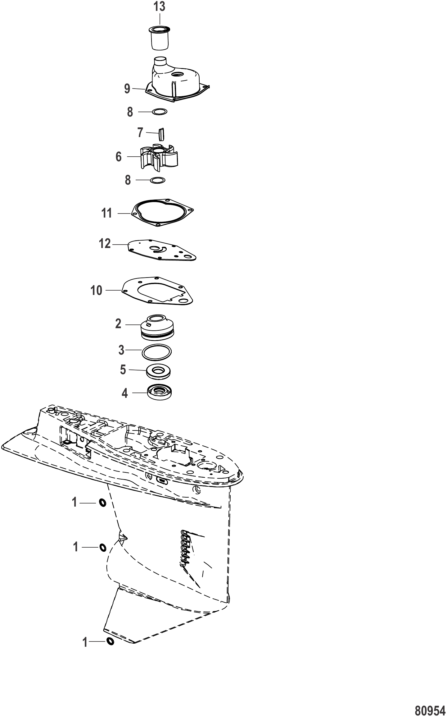 水泵套件组件812966A12 Water Pump Kit Components 812966A12
