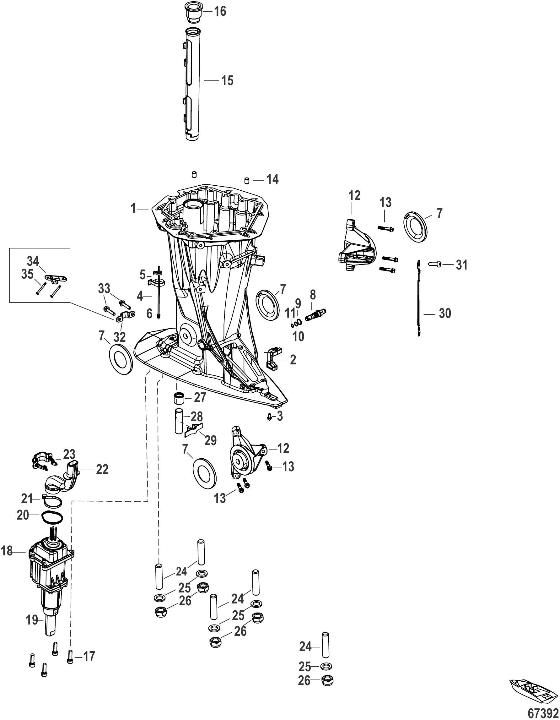 驱动轴壳体-3B268654及以下 Driveshaft Housing 3B268654 and Below