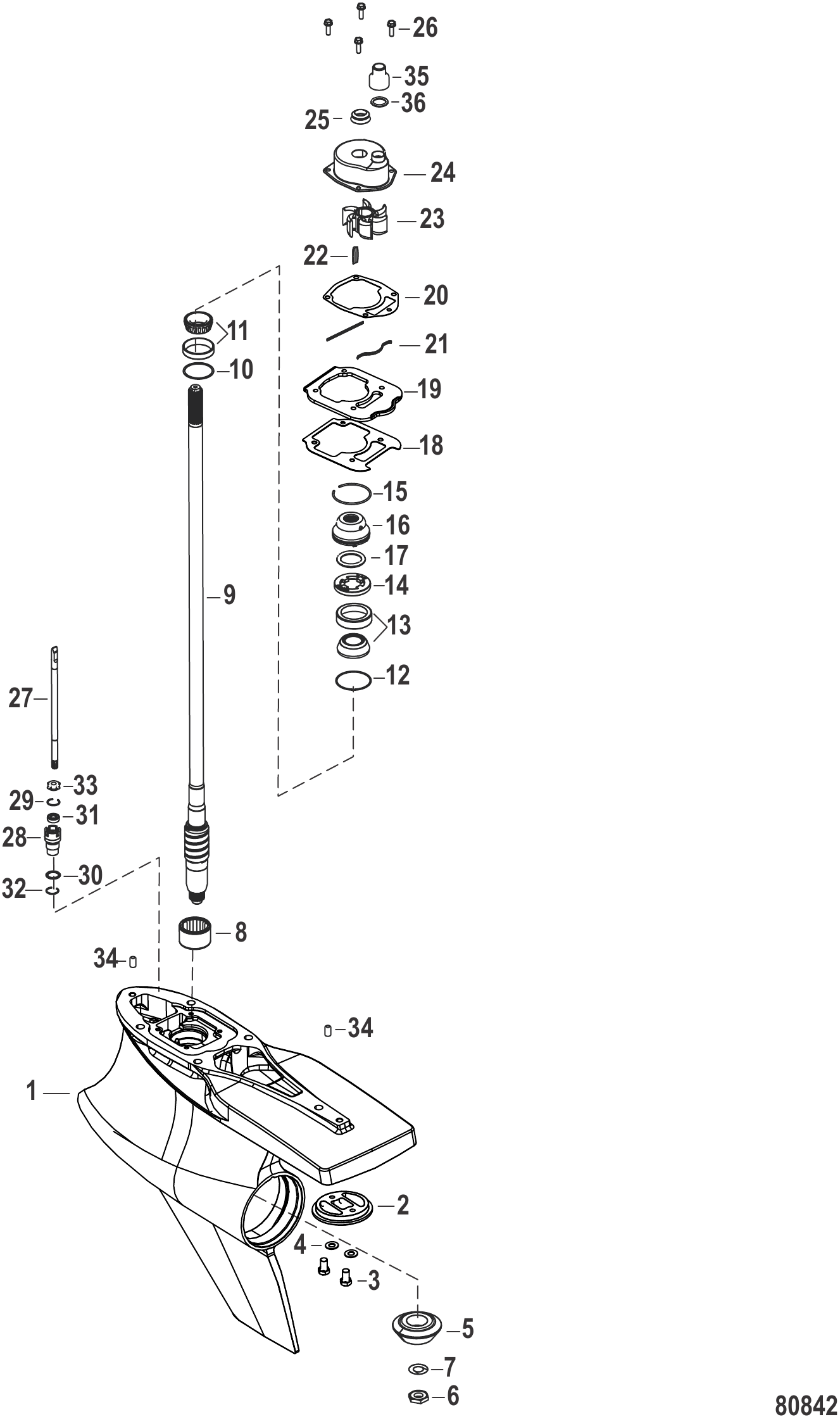 齿轮箱驱动轴（Sport Master，1.75传动比） Gear Housing Driveshaft, Sport Master (1.75 Gear Ratio)