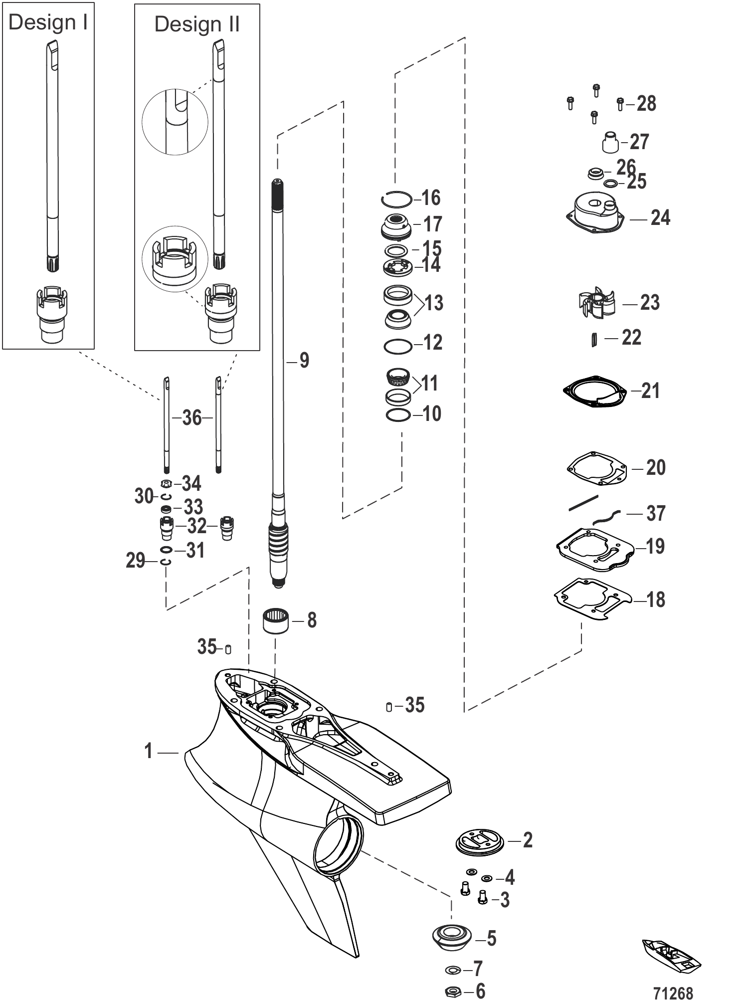 Gear Housing, Driveshaft, Sport Master (1.60 Gear Ratio)