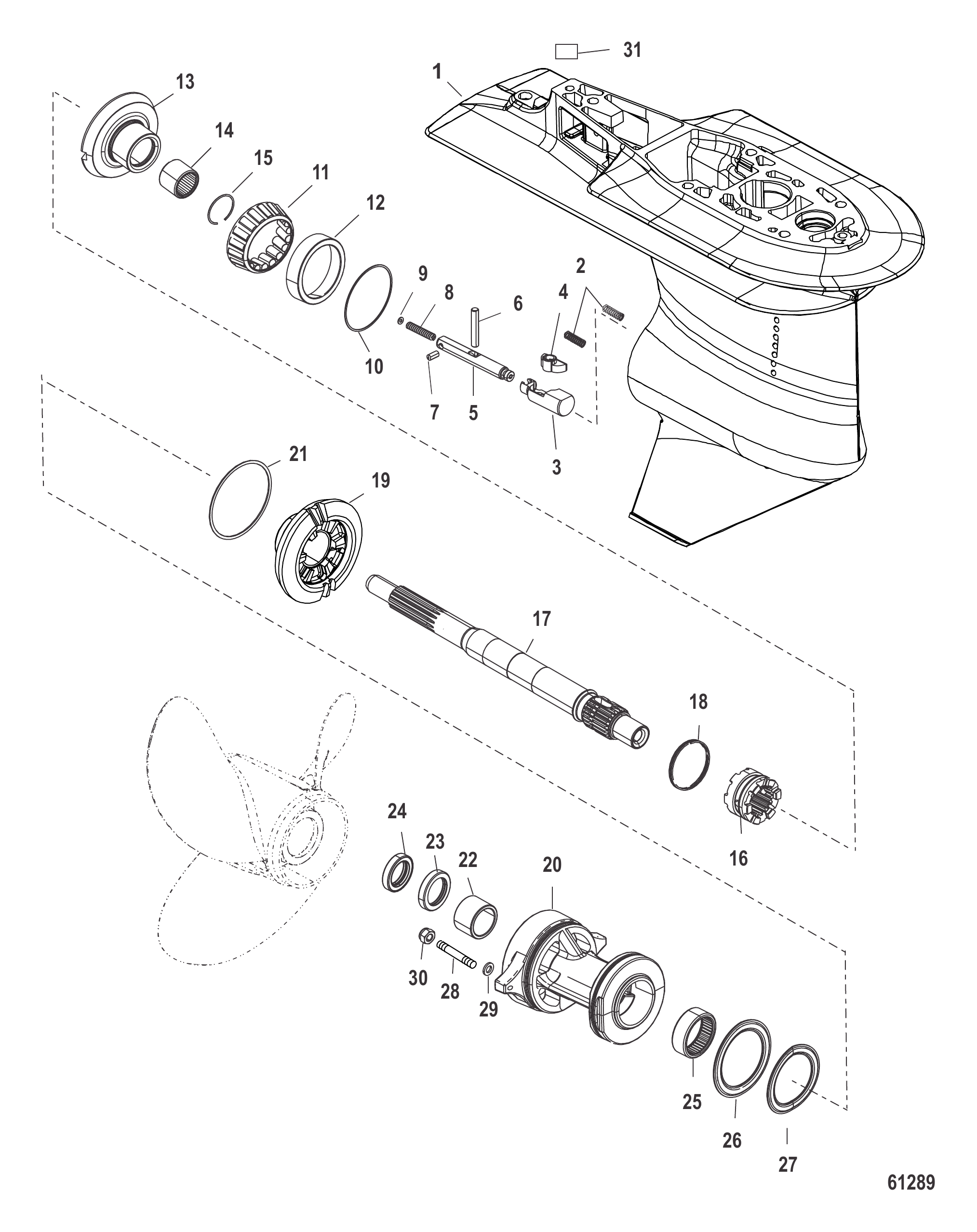 齿轮箱螺旋桨轴 2.33:1 传动比 Gear Housing Propeller Shaft - 2.33:1 Gear Ratio