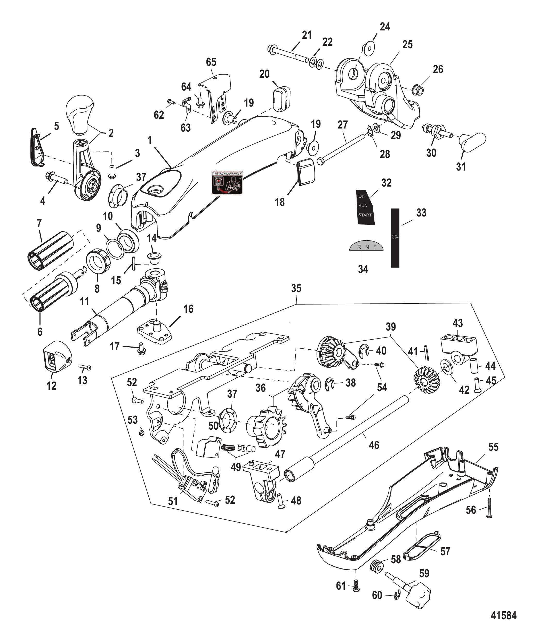 舵柄手柄套件(大舵柄-手动) Tiller Handle Kit (Big Tiller-Manual)