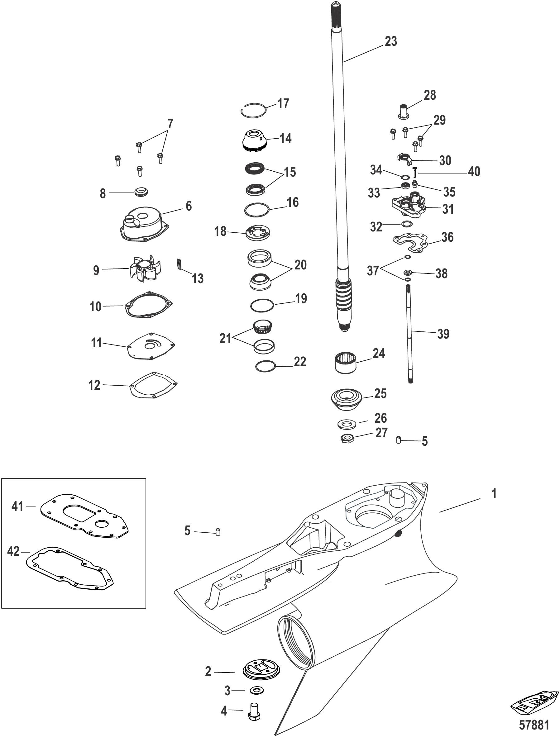 Gear Housing, Driveshaft, 5.44 HD Sportmaster