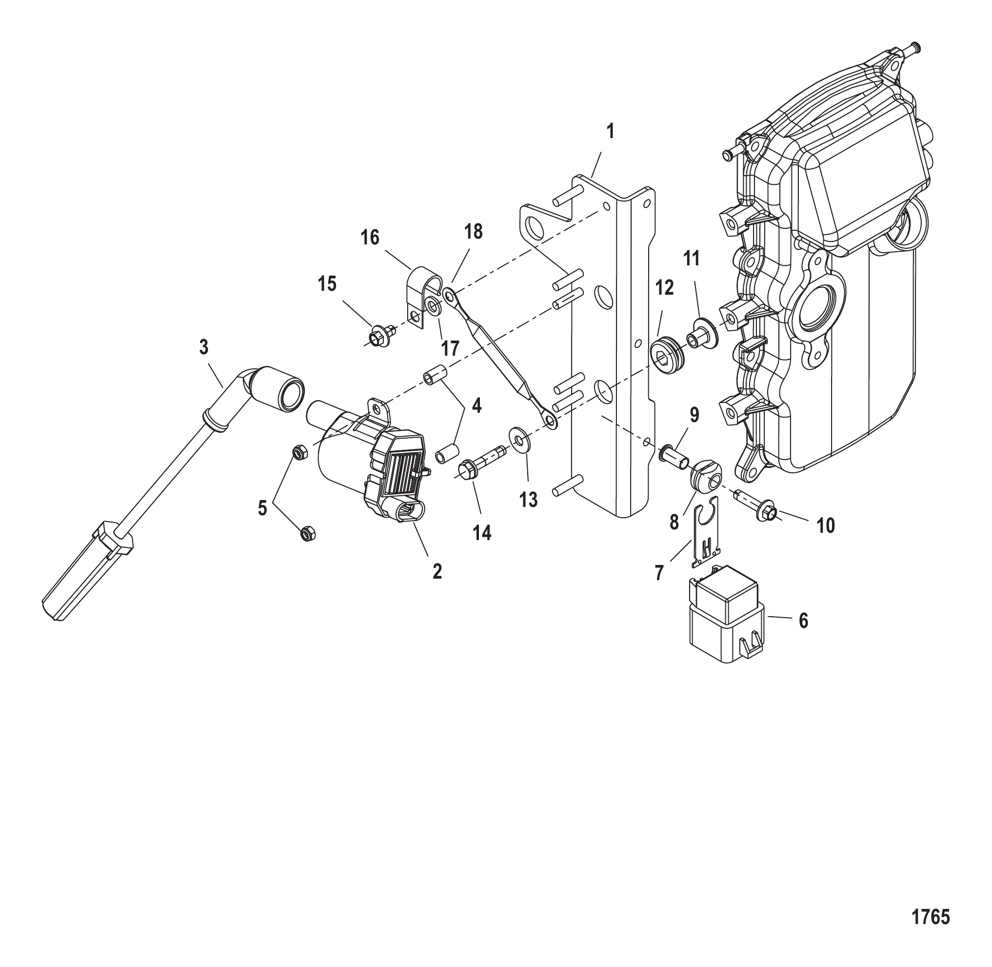 点火线圈 S/N-USA-0T979999/BEL-0P325499及以下 Ignition Coil S/N-USA-0T979999/BEL-0P325499 and Below