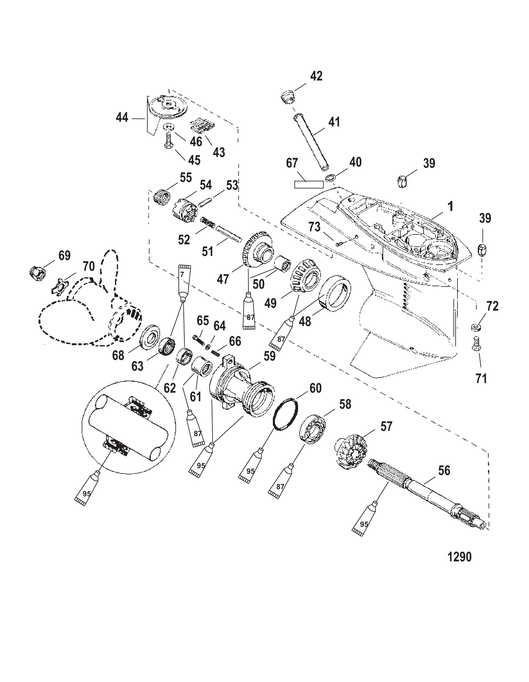 齿轮箱螺旋桨轴 - 短型-2:1传动比 Gear Housing Propeller Shaft - Short-2:1 Gear Ratio