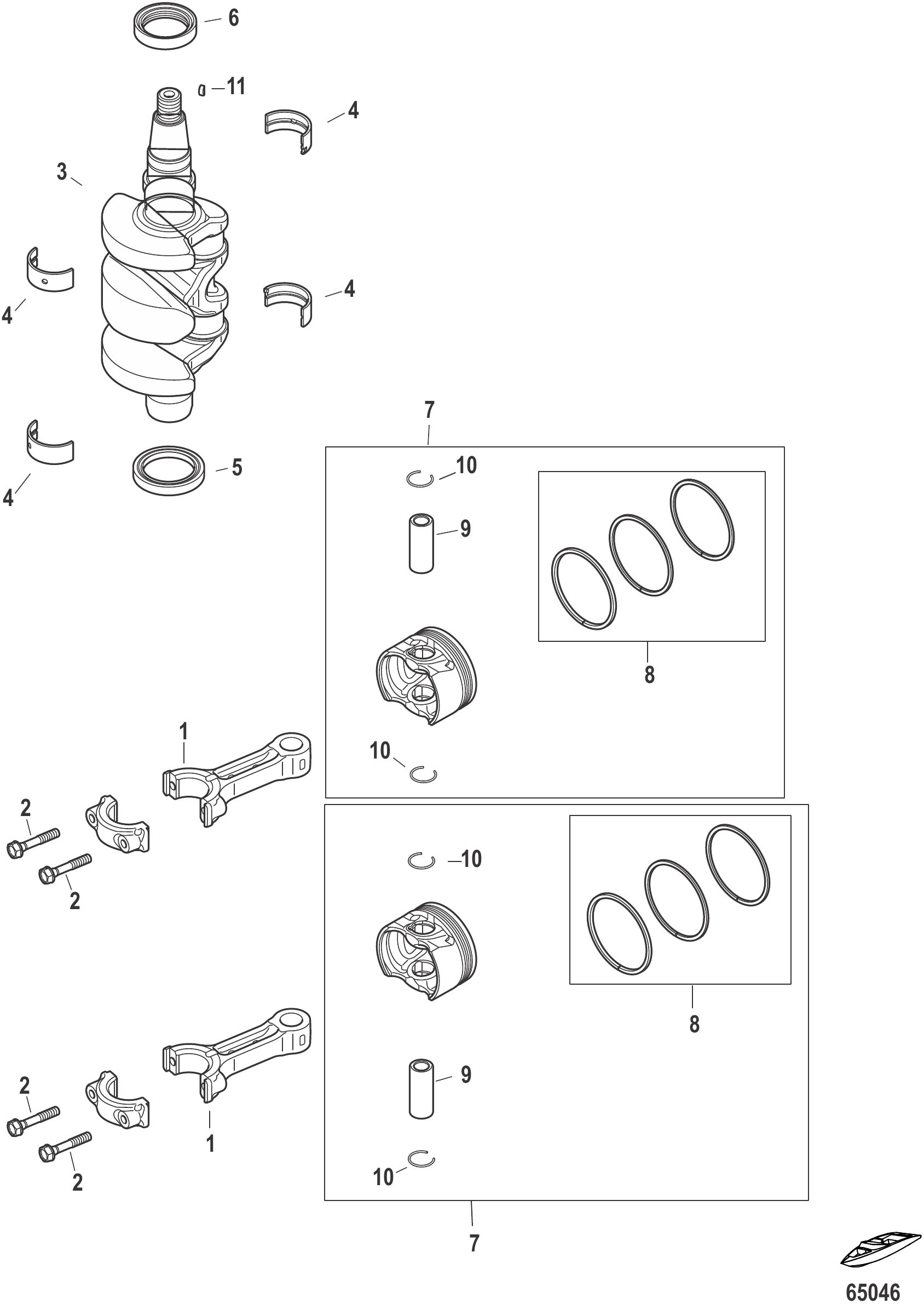 Crankshaft, Pistons and Connecting Rods