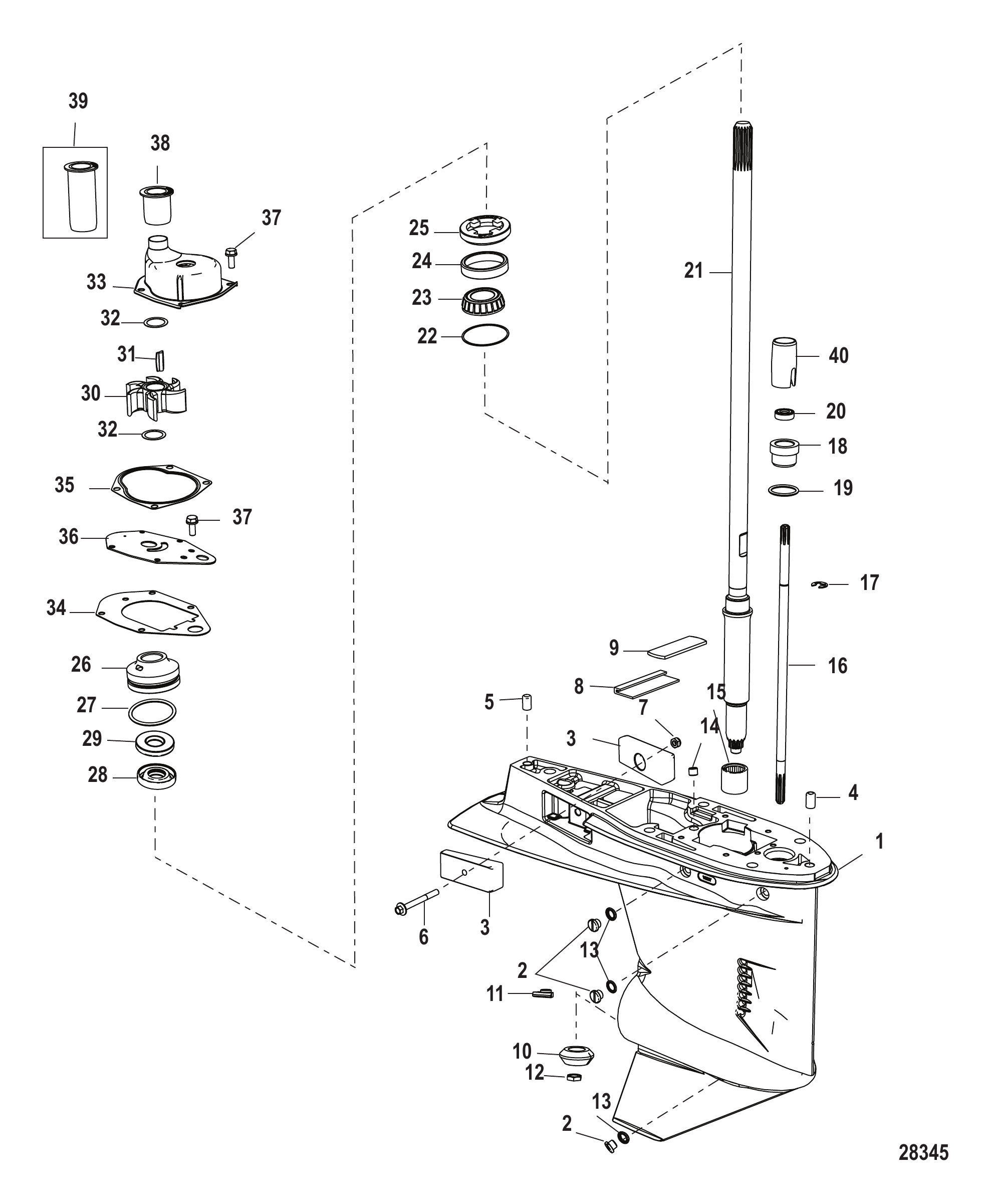 齿轮箱驱动轴-2:1减速比 Gear Housing Driveshaft - 2:1 Gear Ratio