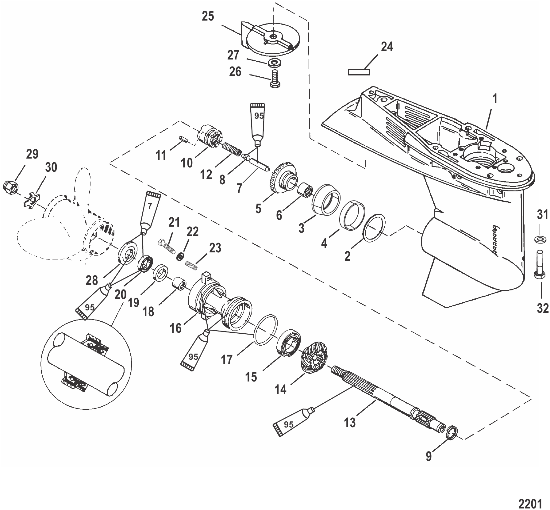齿轮箱螺旋桨轴-1.83:1传动比 Gear Housing Propeller Shaft - 1.83:1 Gear Ratio