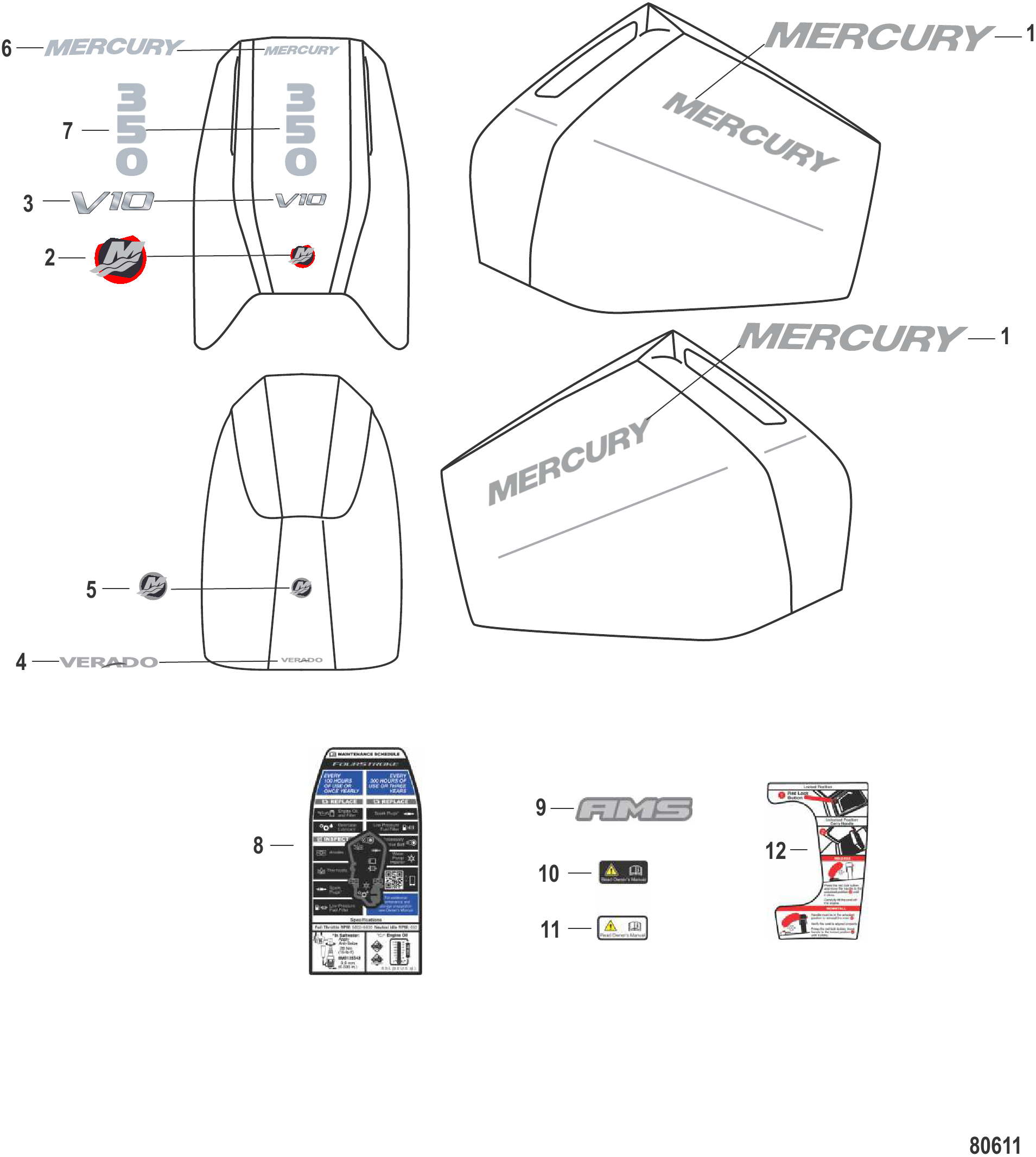 贴纸-罩盖/维护/艉板 Decals Cowl, Maintenance, Transom