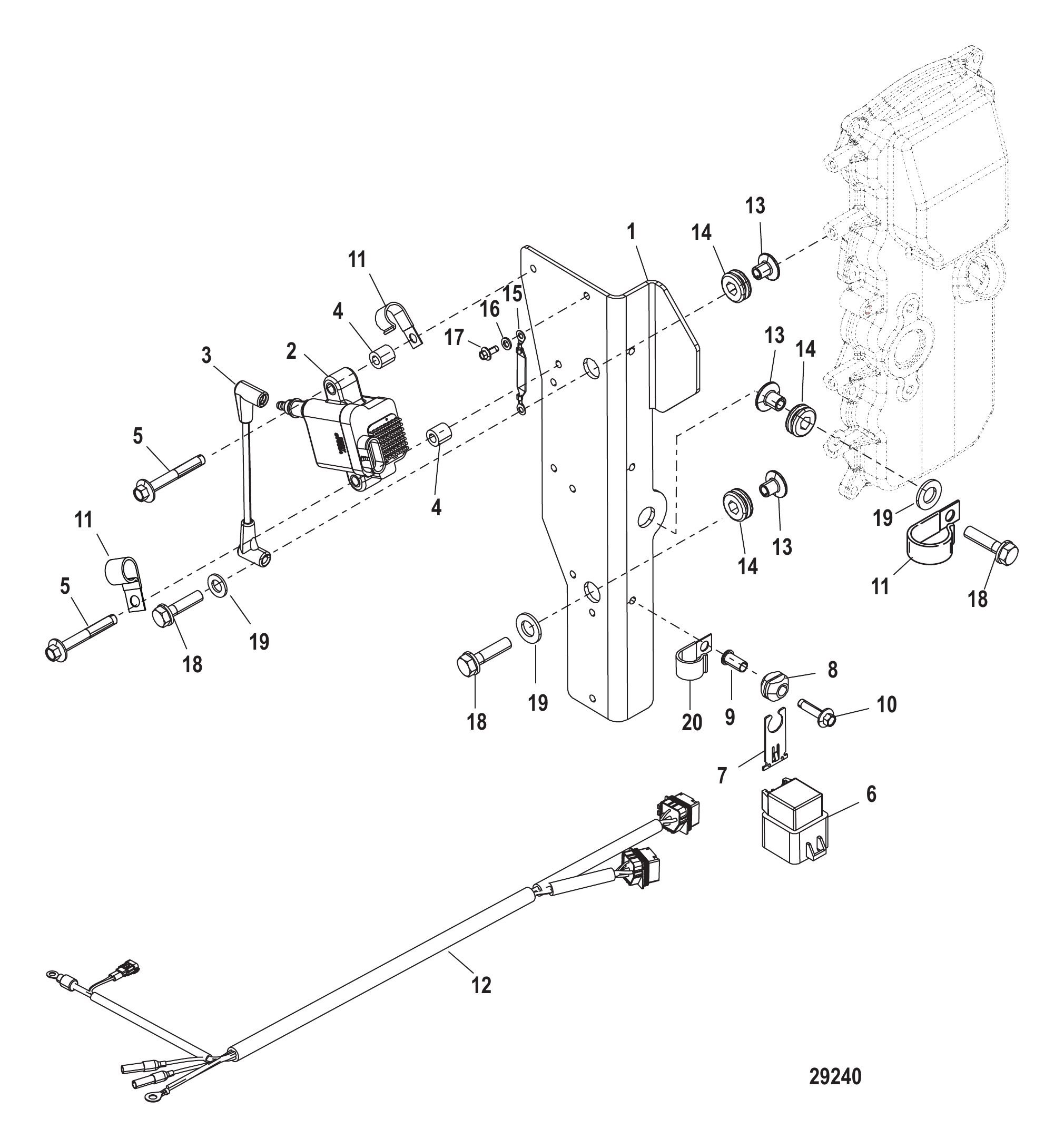 点火线圈支架1C104423/0P560349及以下 Ignition Coil Mounting 1C104423/0P560349 and Below