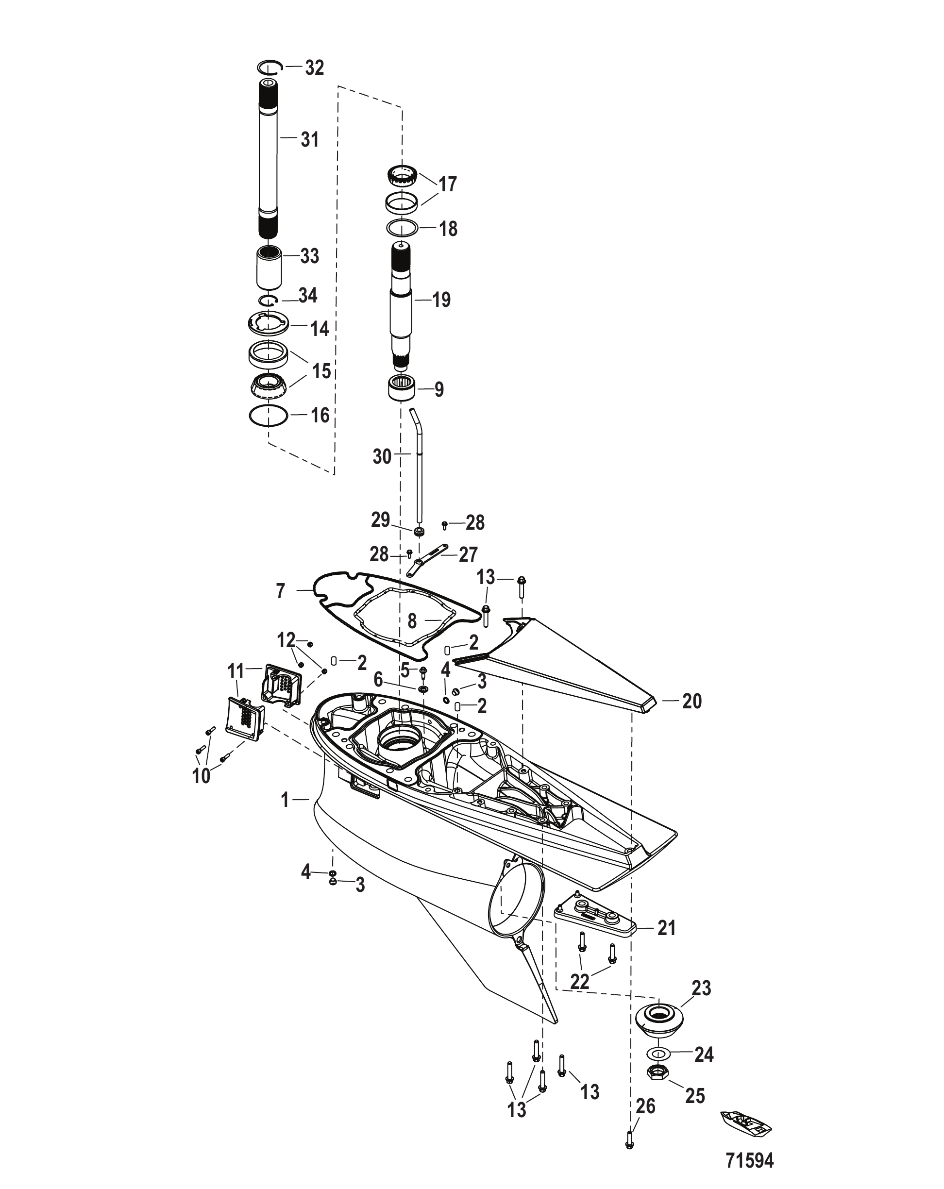 Gear Housing Driveshaft, 6.48 Torpedo, (1.75 Gear Ratio)