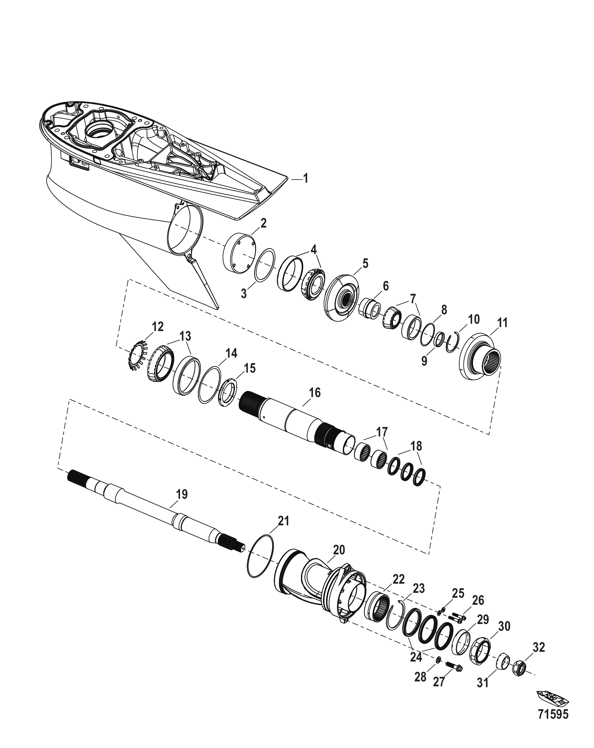 Gear Housing Propeller Shaft, 6.48 Torpedo, (1.75 Gear Ratio)