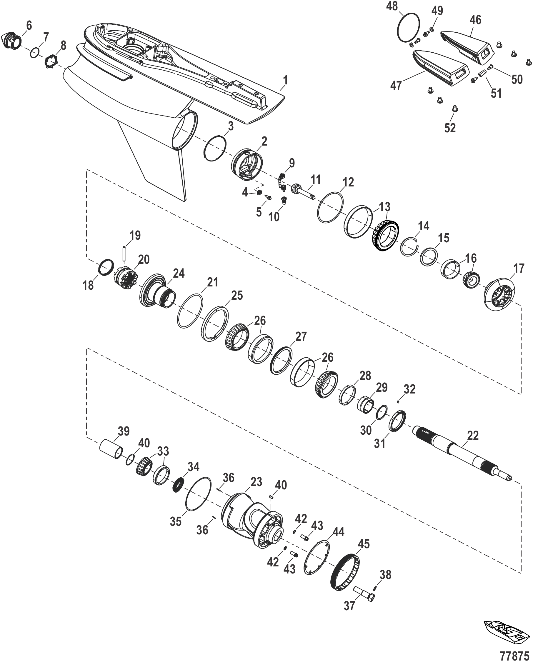 Gear Housing, Joystick Piloting Prop Shaft - Counter Rotation, R-Drive 1.60
