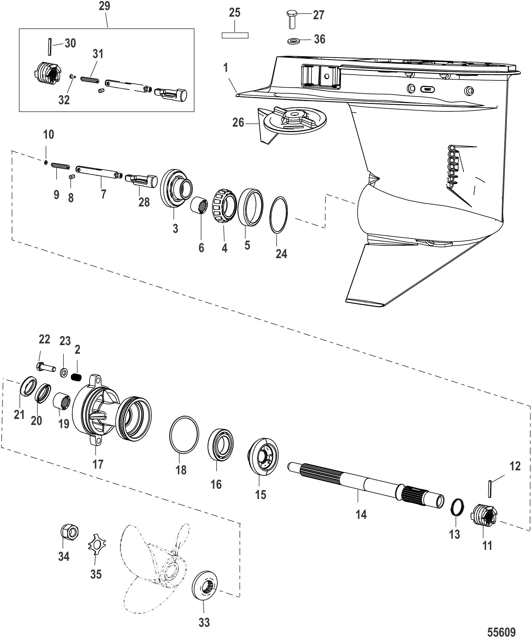 Gear Housing Propeller Shaft - 1.83:1 Gear Ratio