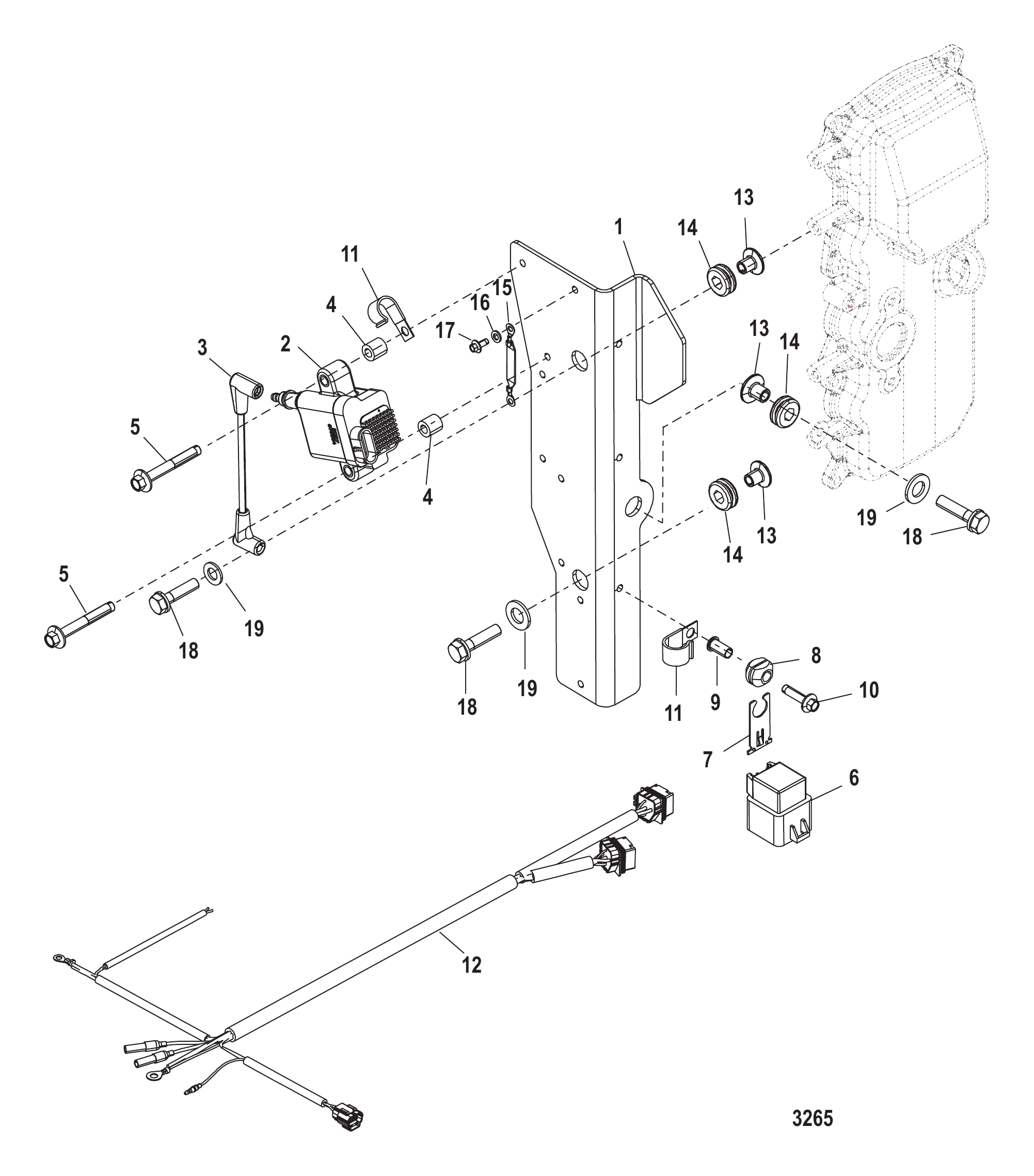 线圈支架USA-0T980000至1B226999 Coil Mounting USA-0T980000 thru 1B226999