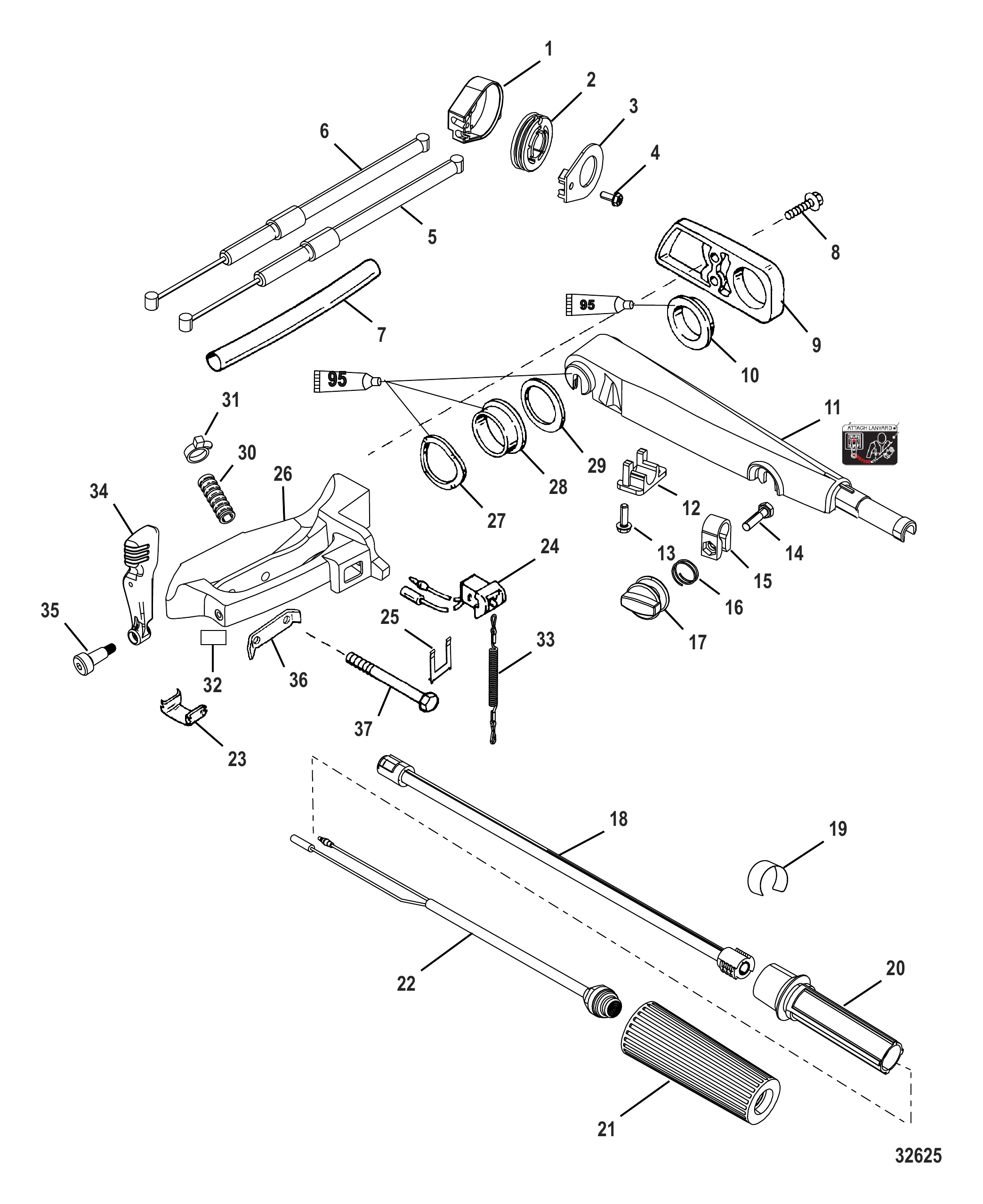 舵柄手柄套件(喷泵35/40) Tiller Handle Kit (Jet 35/40)